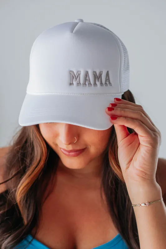 Mama Trucker Hat - Ivory sold by Wild Oak Boutique