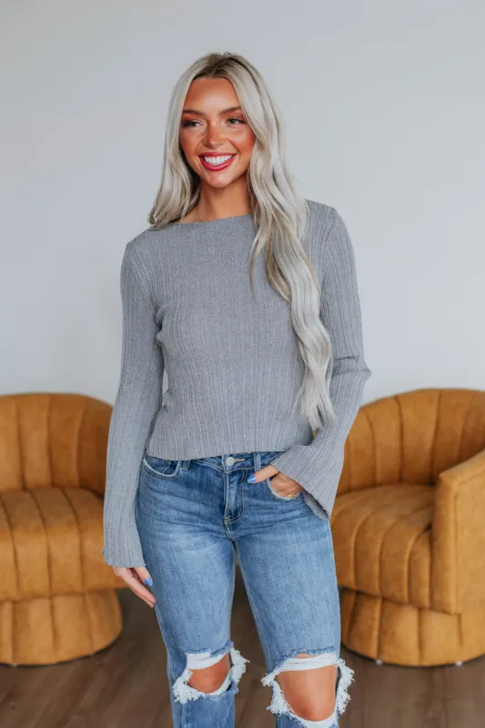 Jade Ribbed Top - Heather Grey sold by Wild Oak Boutique