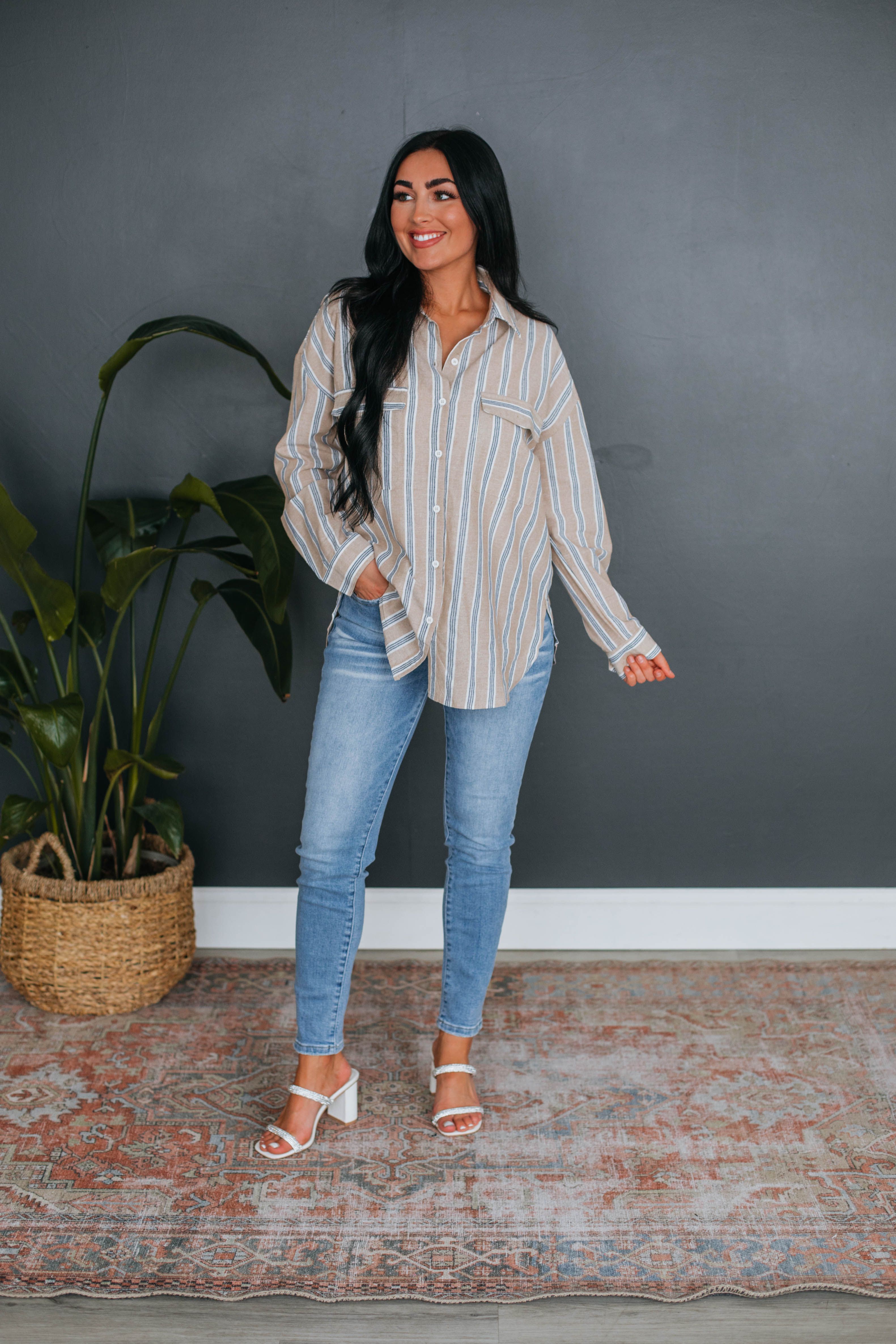 Neena Striped Button Down sold by Wild Oak Boutique product image thumbnail 4