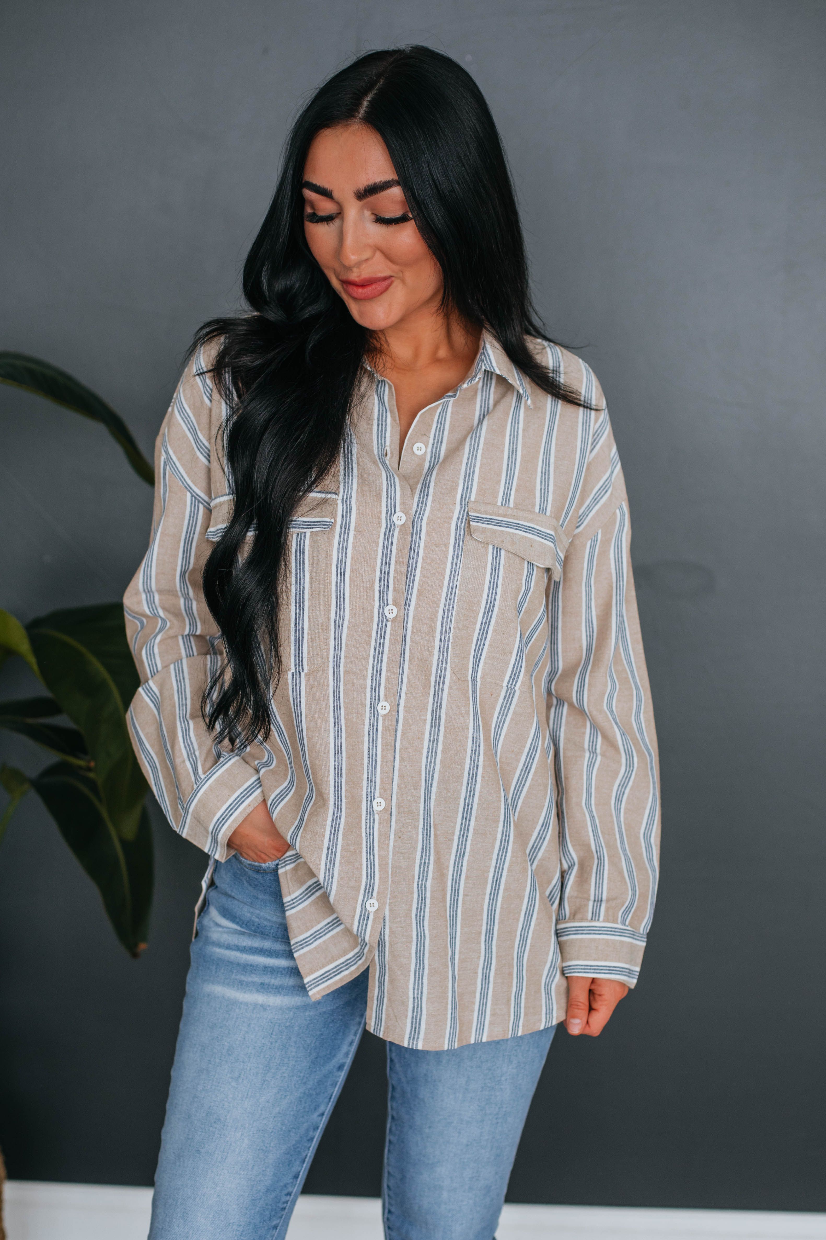 Neena Striped Button Down sold by Wild Oak Boutique product image thumbnail 5
