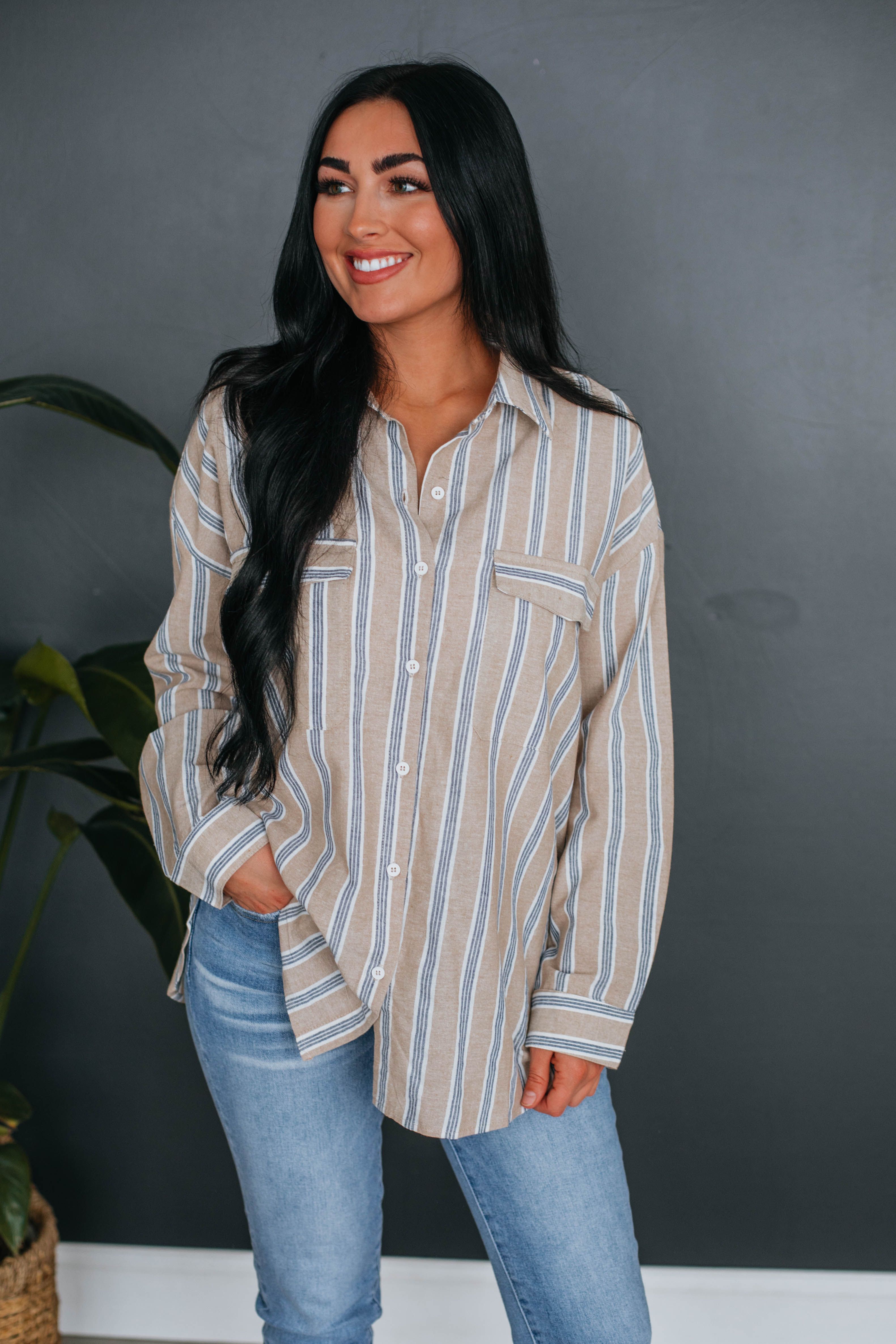 Neena Striped Button Down sold by Wild Oak Boutique product image thumbnail 2