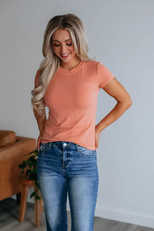 Thorne Ribbed Top - Coral sold by Wild Oak Boutique