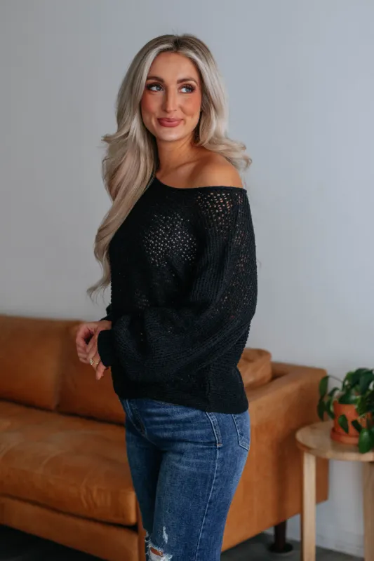 Wells Knit Sweater- Black sold by Wild Oak Boutique