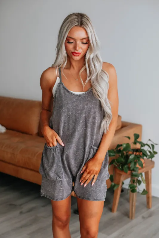 Oakley Lounge Romper - Charcoal sold by Wild Oak Boutique