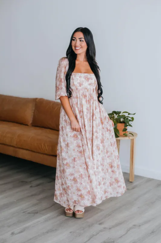 Breanna Floral Babydoll Dress - Mauve Mix sold by Wild Oak Boutique