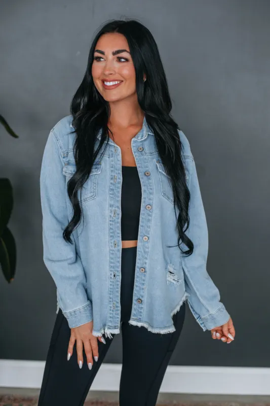 Callie KanCan Denim Shacket sold by Wild Oak Boutique