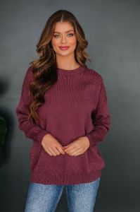 Kelsey Sweater - Sangria sold by Wild Oak Boutique