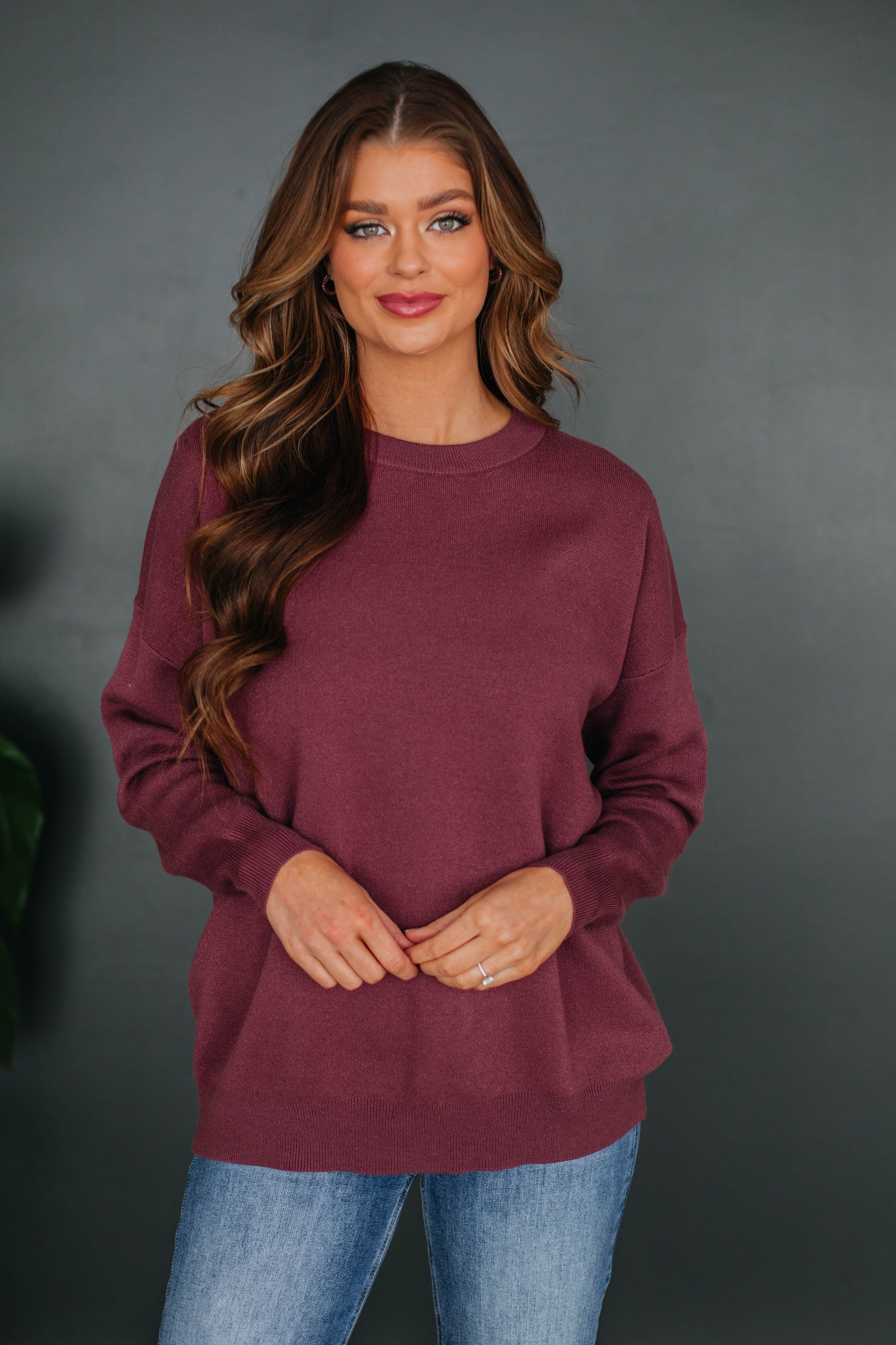 Kelsey Sweater - Sangria sold by Wild Oak Boutique product image thumbnail 3