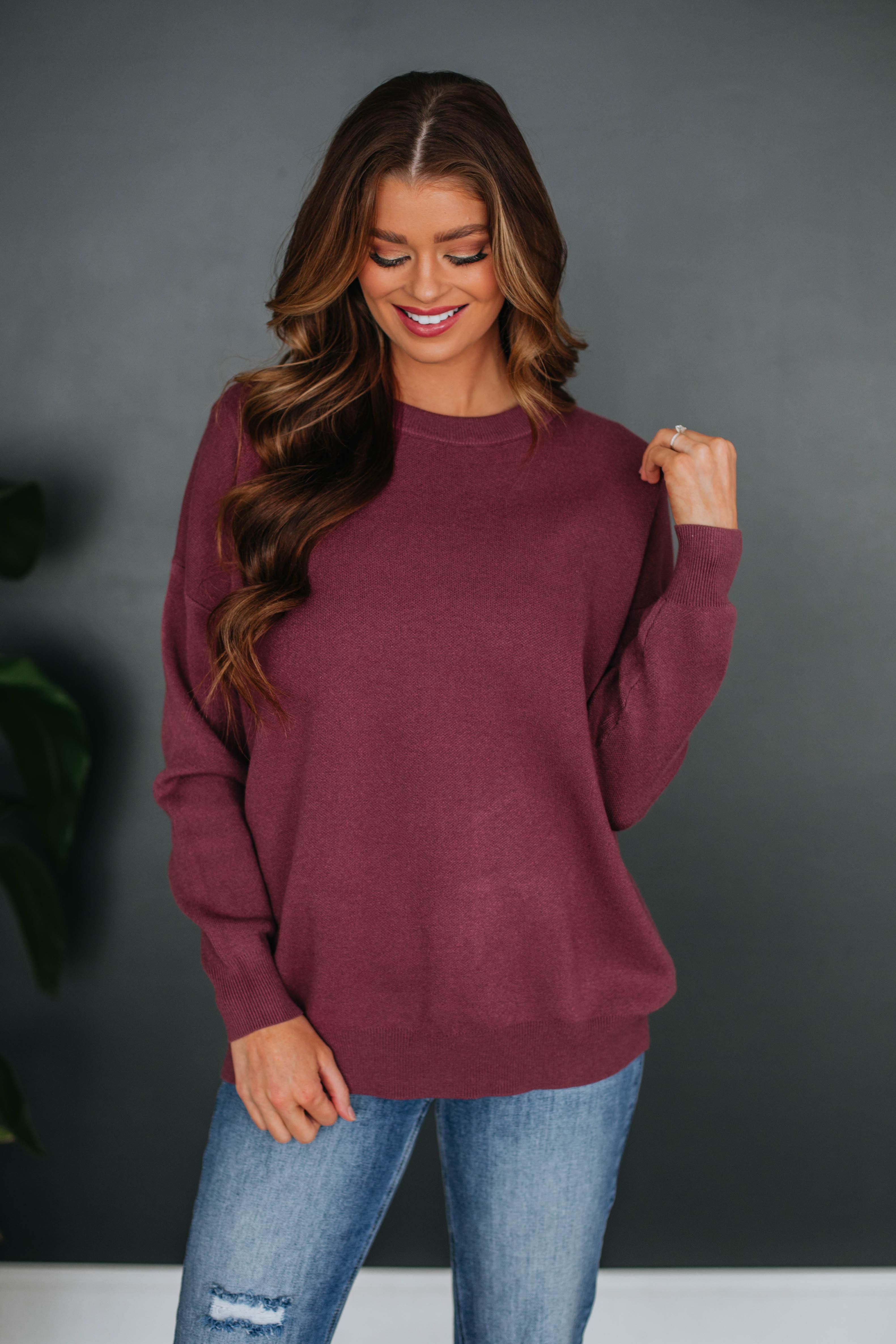 Kelsey Sweater - Sangria sold by Wild Oak Boutique