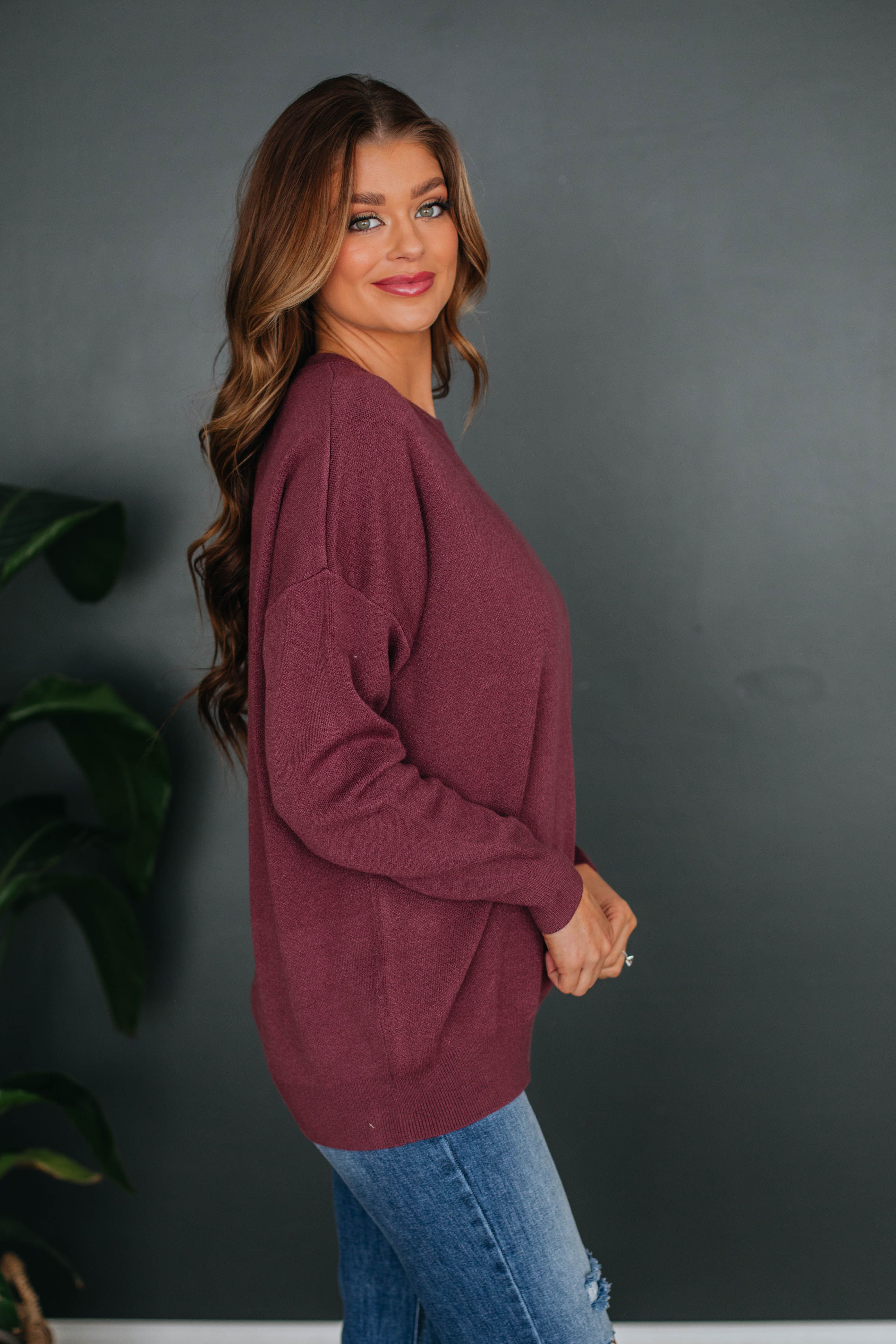 Kelsey Sweater - Sangria sold by Wild Oak Boutique product image thumbnail 5