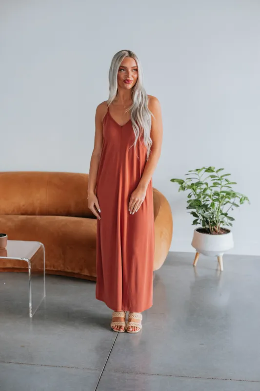 June Maxi Dress - Brick sold by Wild Oak Boutique
