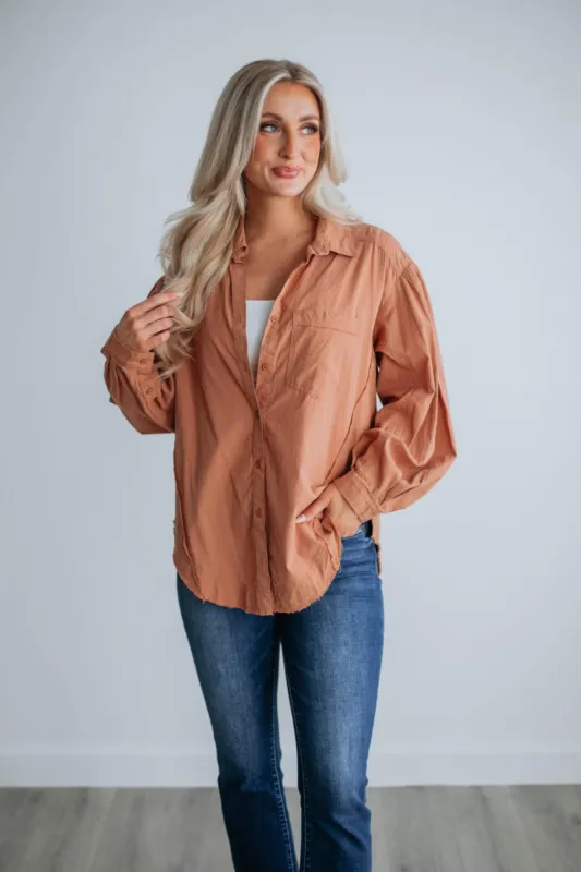 Larson Button Down - Clay sold by Wild Oak Boutique