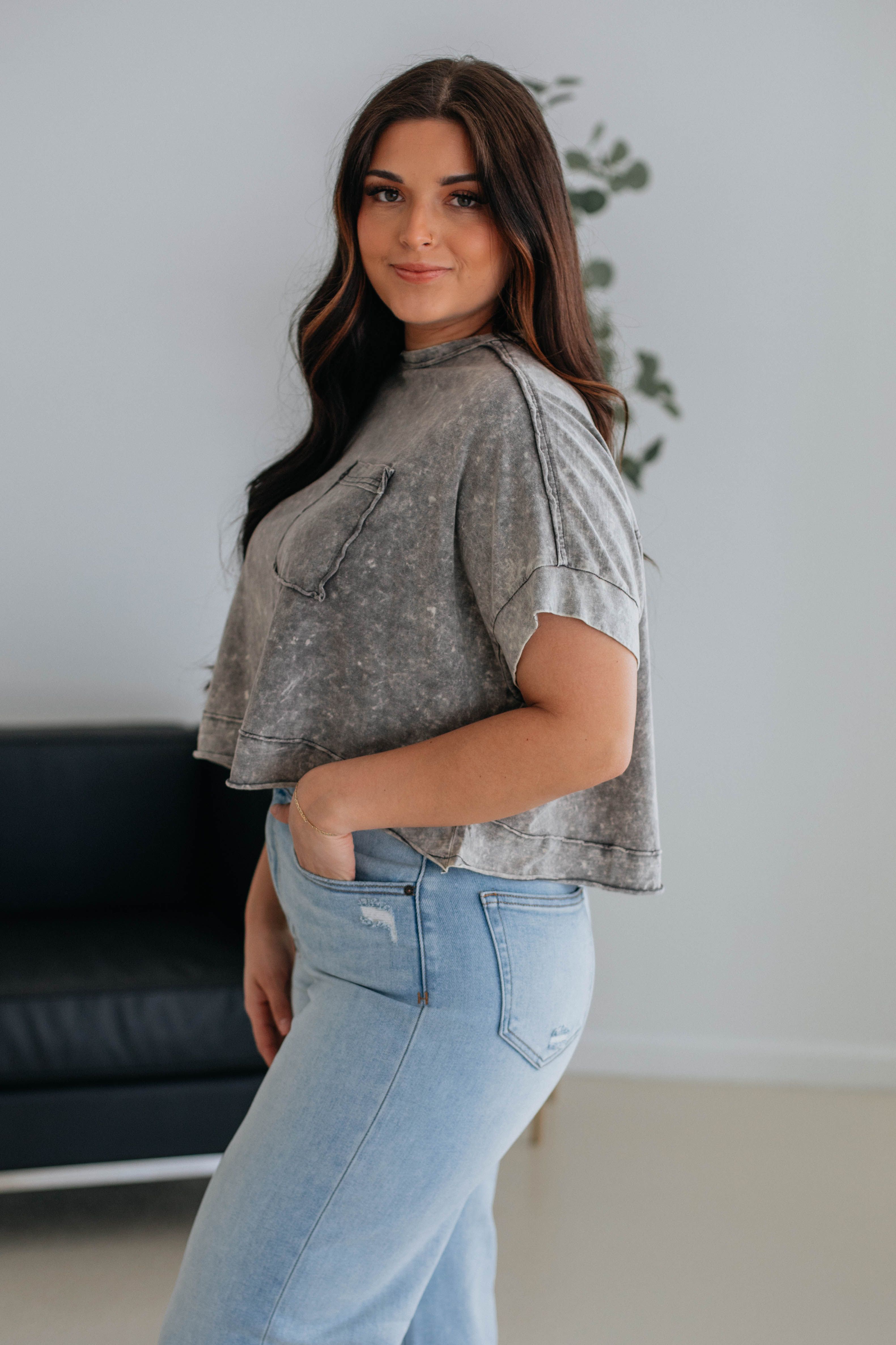 Miles Oversized Tee - Charcoal sold by Wild Oak Boutique product image thumbnail 4