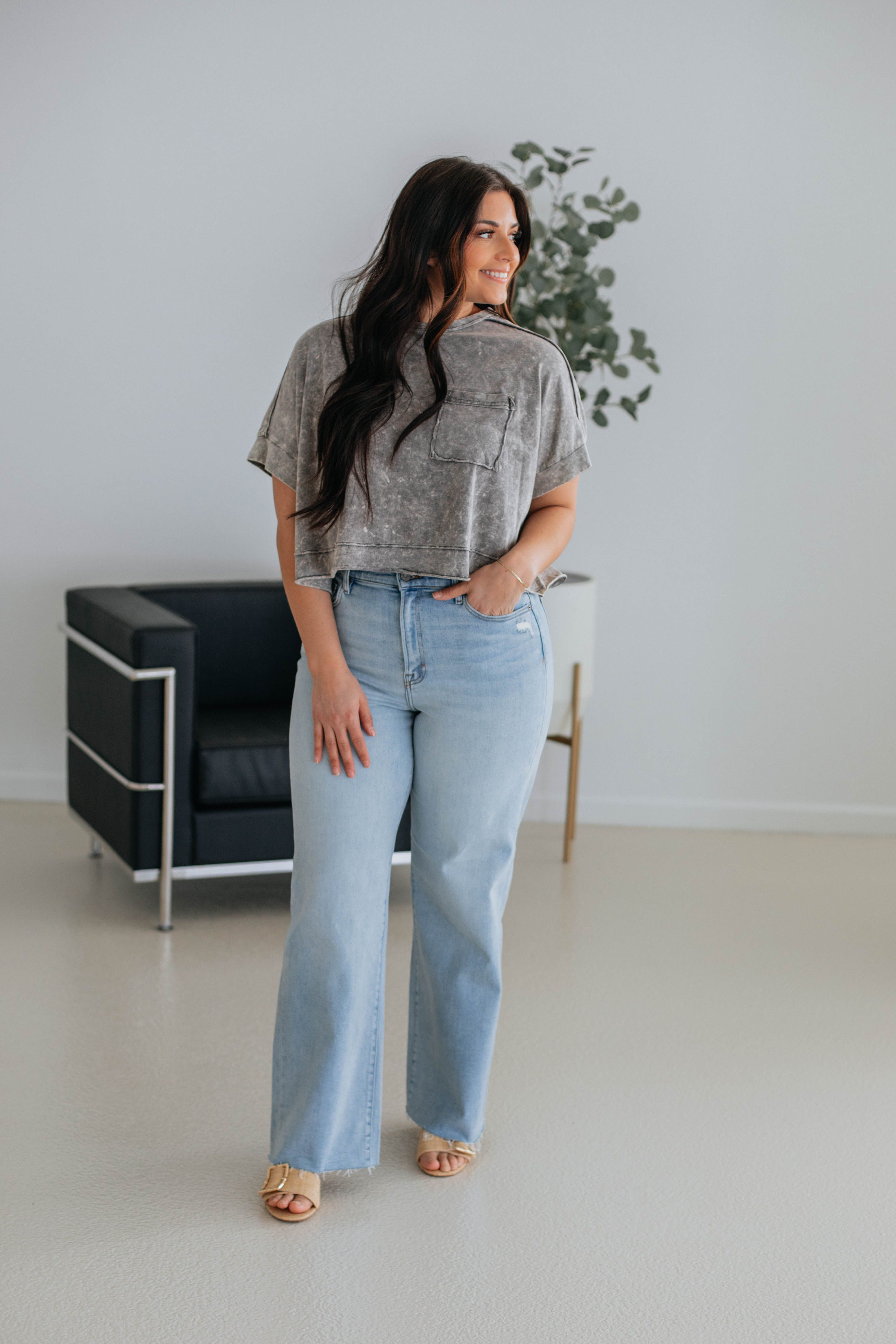 Miles Oversized Tee - Charcoal sold by Wild Oak Boutique product image thumbnail 3