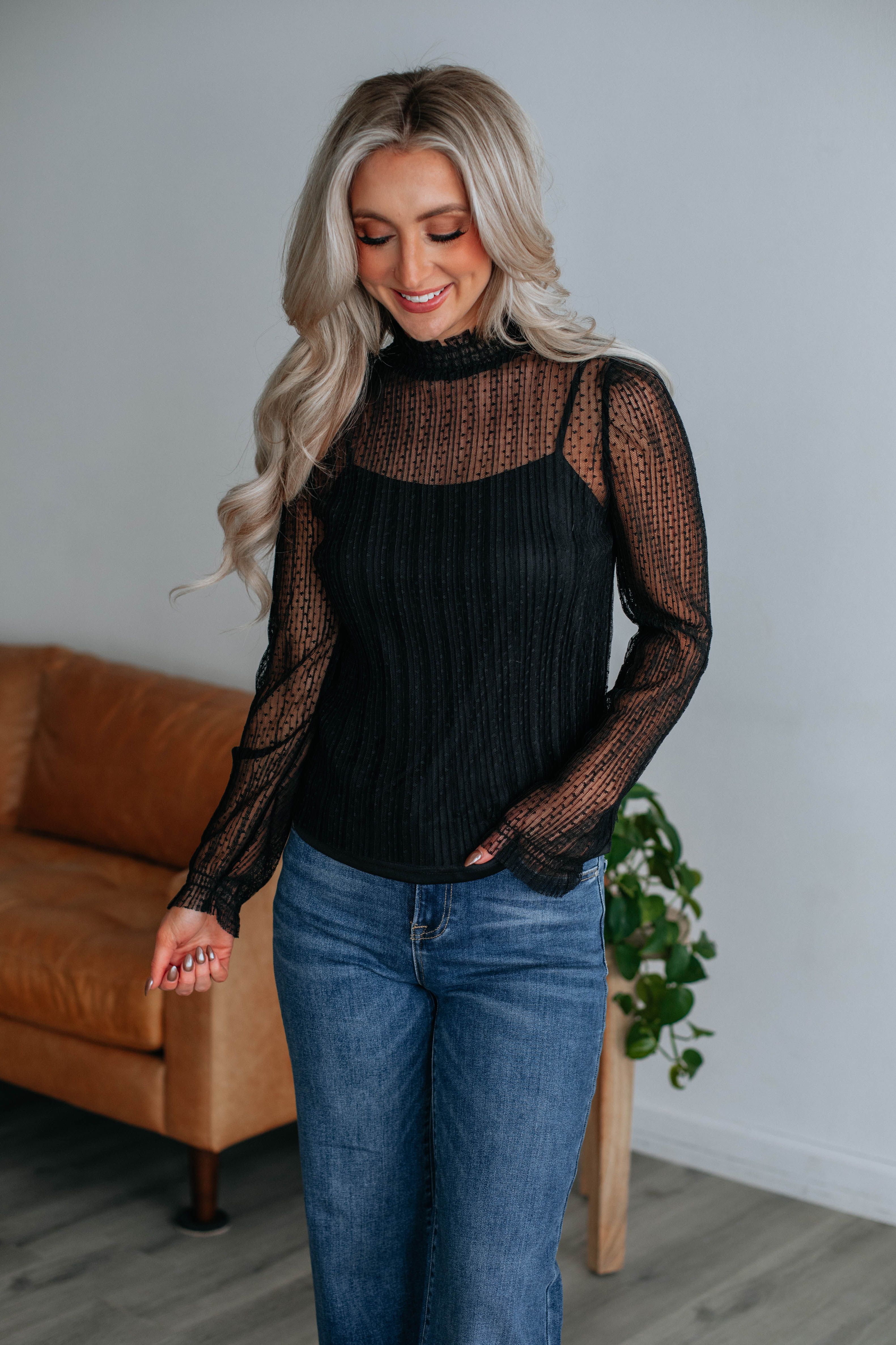 Cyndella Mock Neck Top - Black sold by Wild Oak Boutique product image thumbnail 5