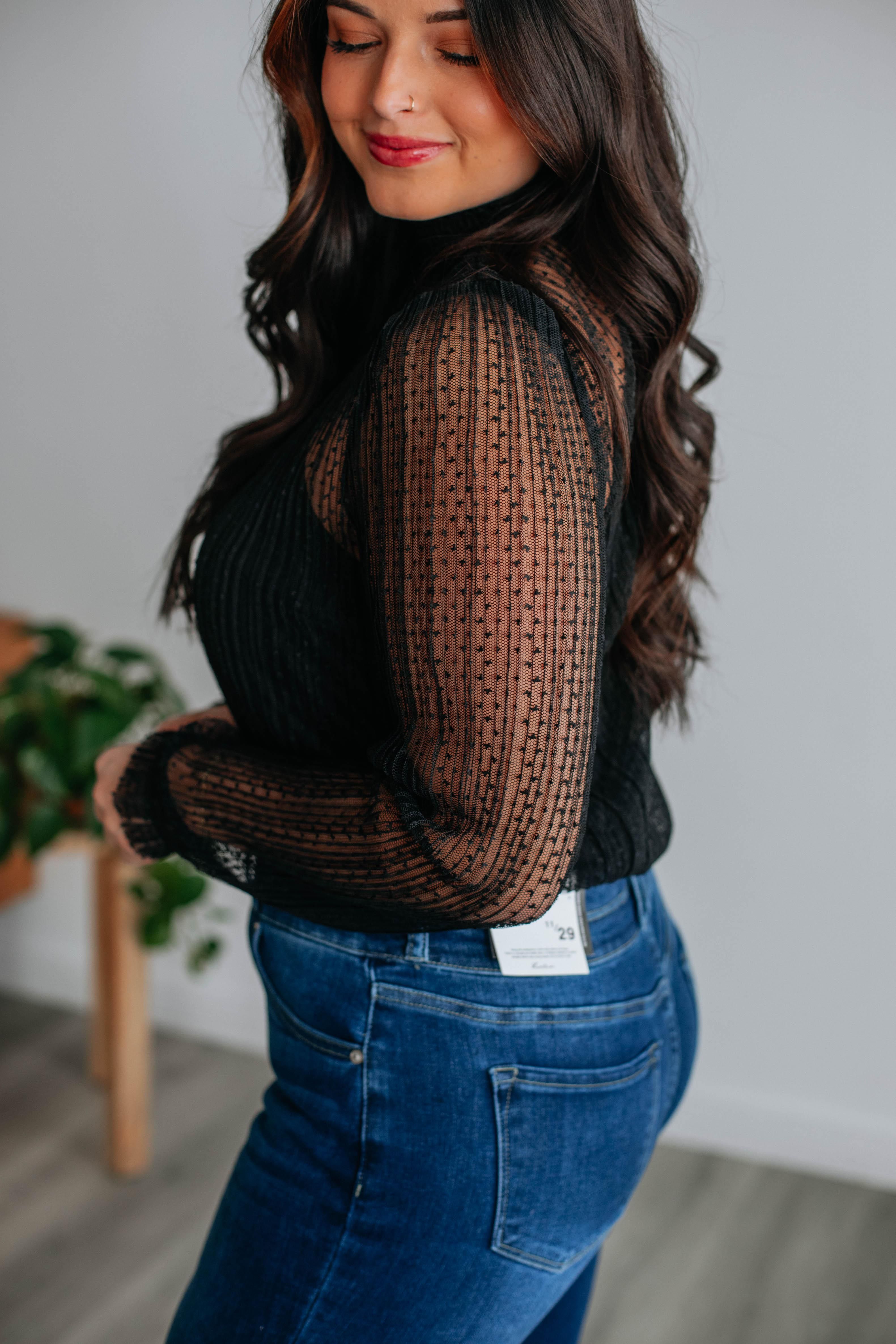 Cyndella Mock Neck Top - Black sold by Wild Oak Boutique product image thumbnail 3