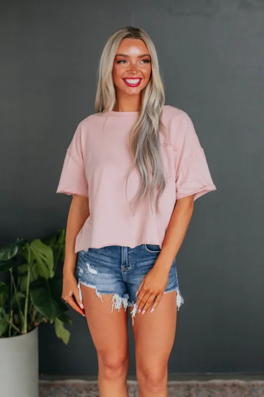 Dustyn Oversized Tee - Blush sold by Wild Oak Boutique