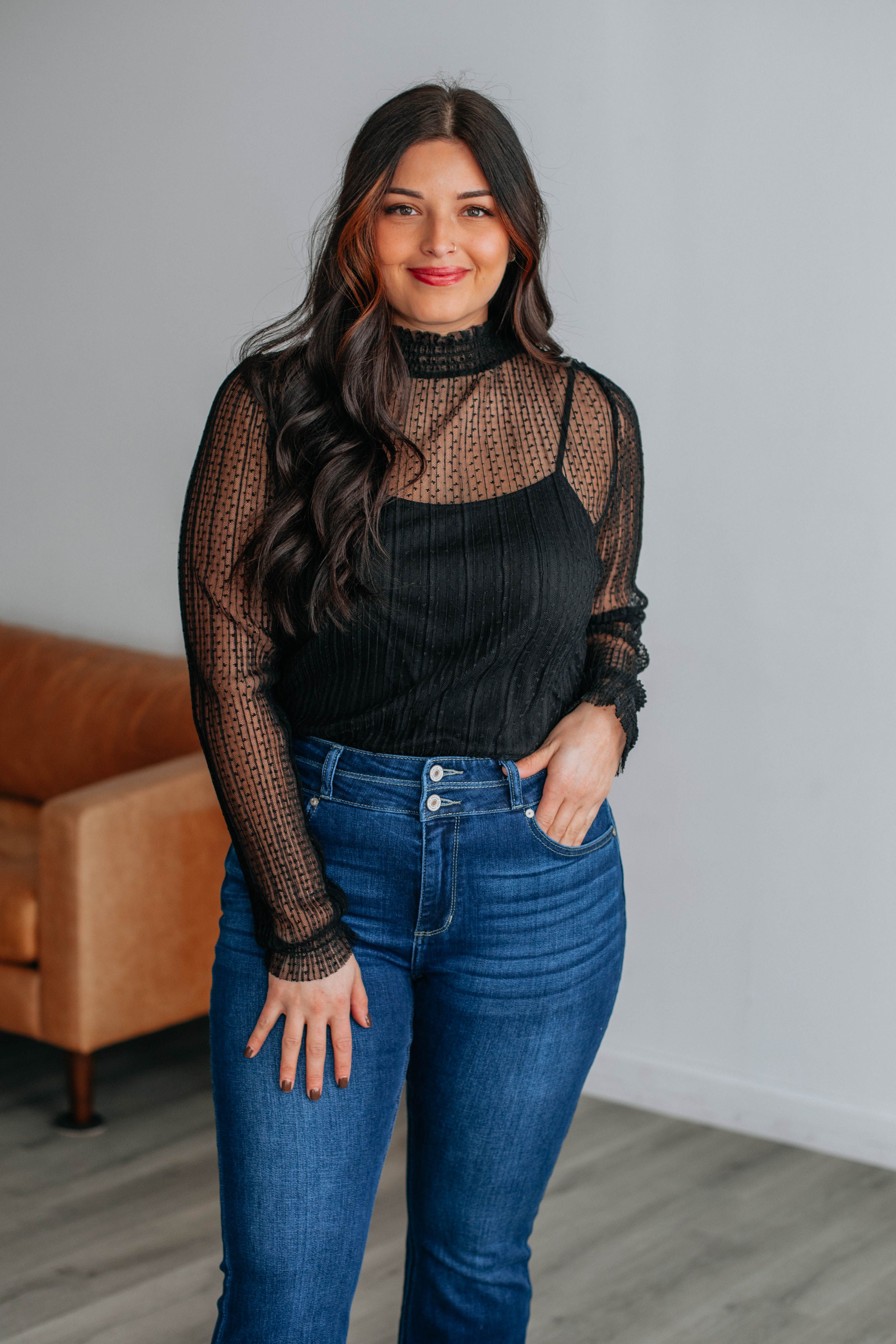 Cyndella Mock Neck Top - Black sold by Wild Oak Boutique product image thumbnail 4