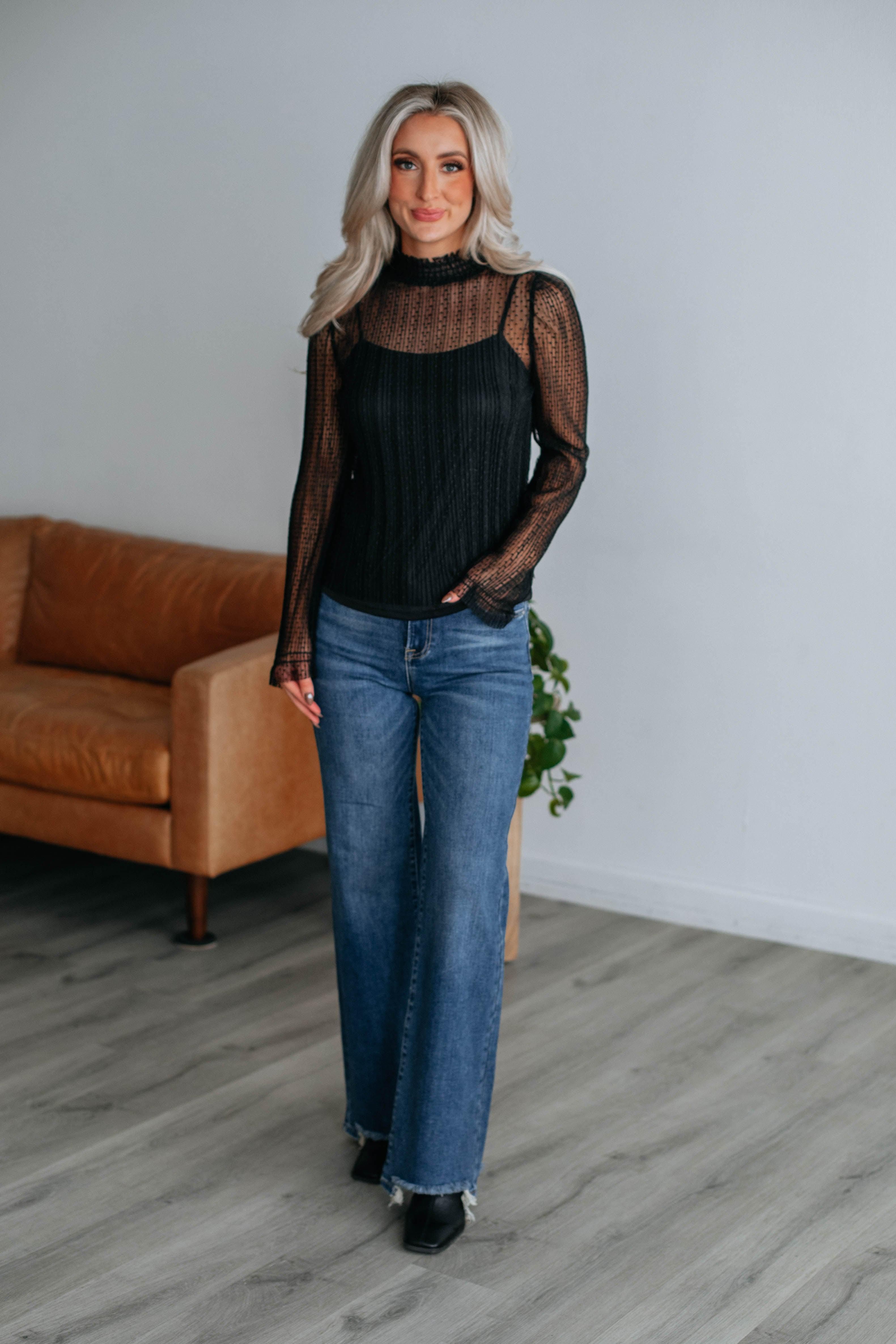 Cyndella Mock Neck Top - Black sold by Wild Oak Boutique product image thumbnail 2