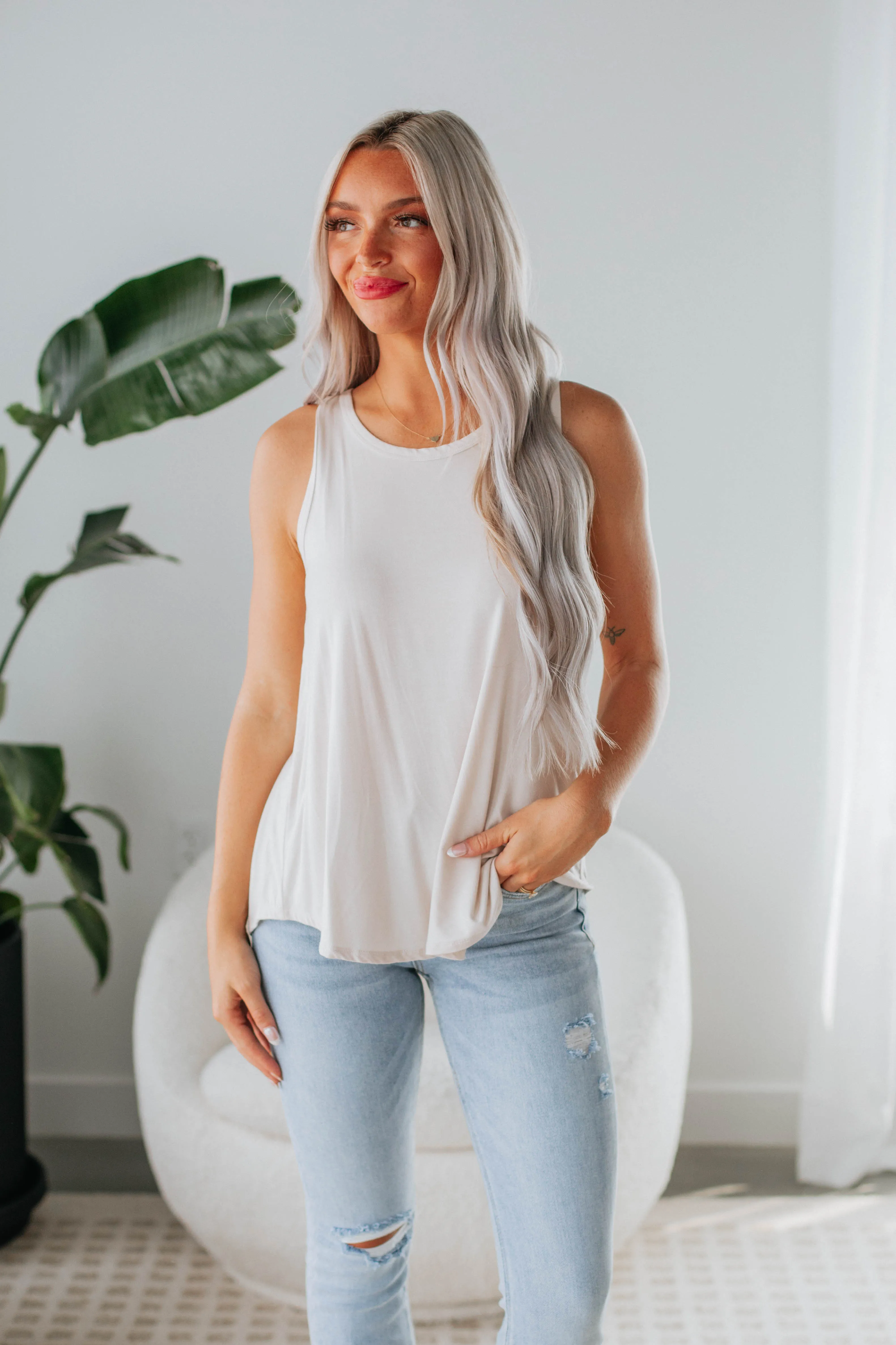 Dava Basic Tank - Natural sold by Wild Oak Boutique