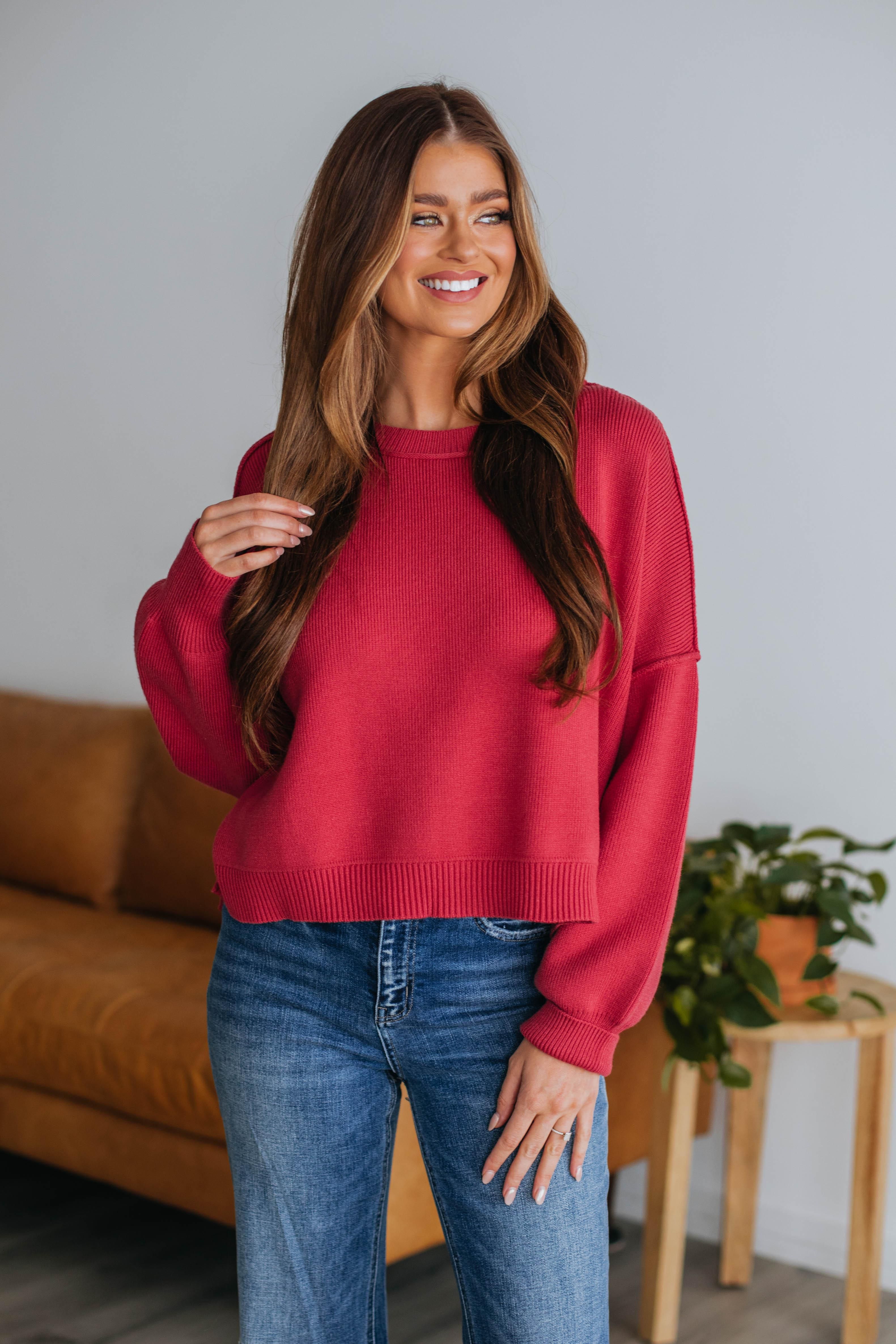 Liana Sweater - Berry sold by Wild Oak Boutique