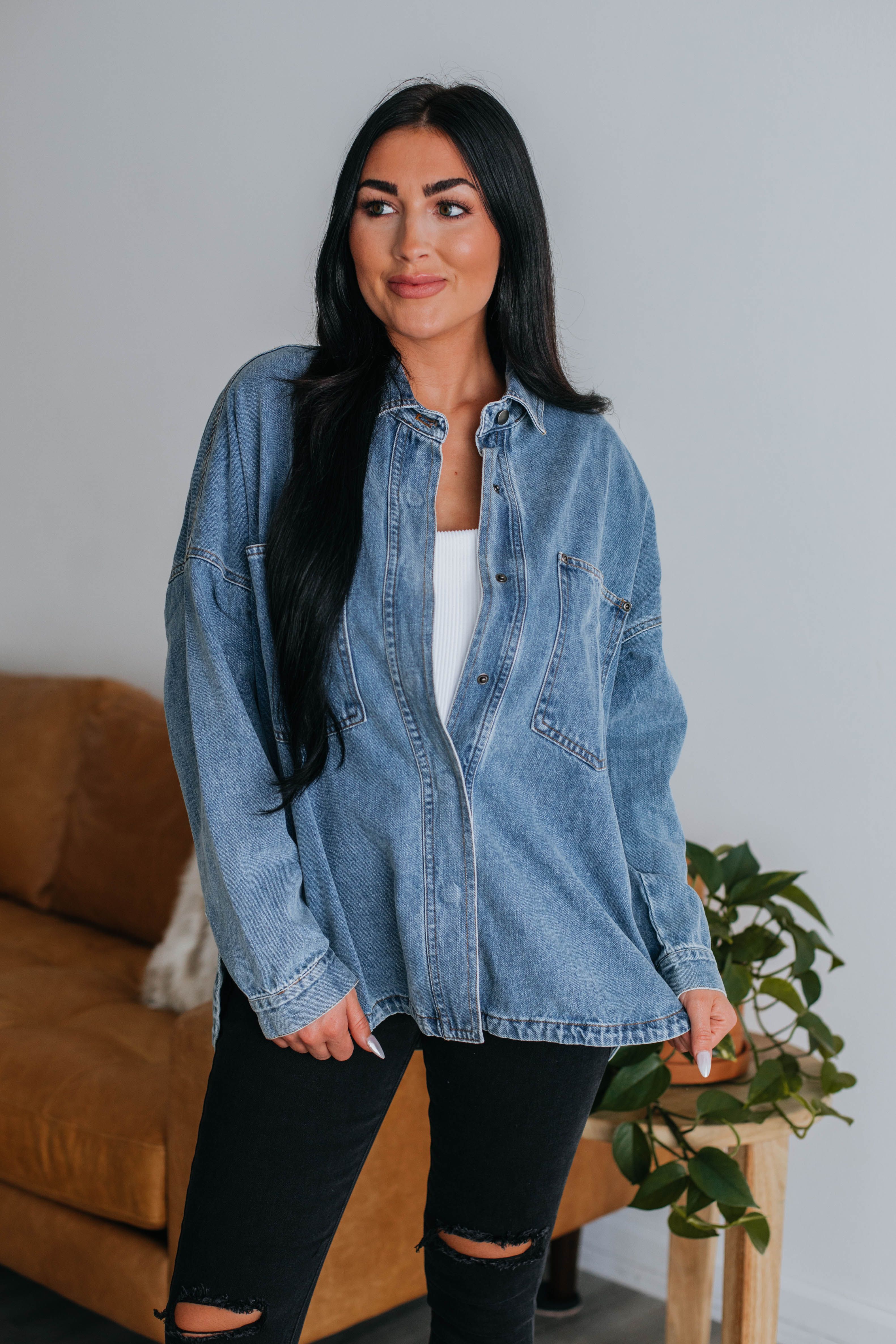 Callahan Denim Shacket sold by Wild Oak Boutique product image thumbnail 5