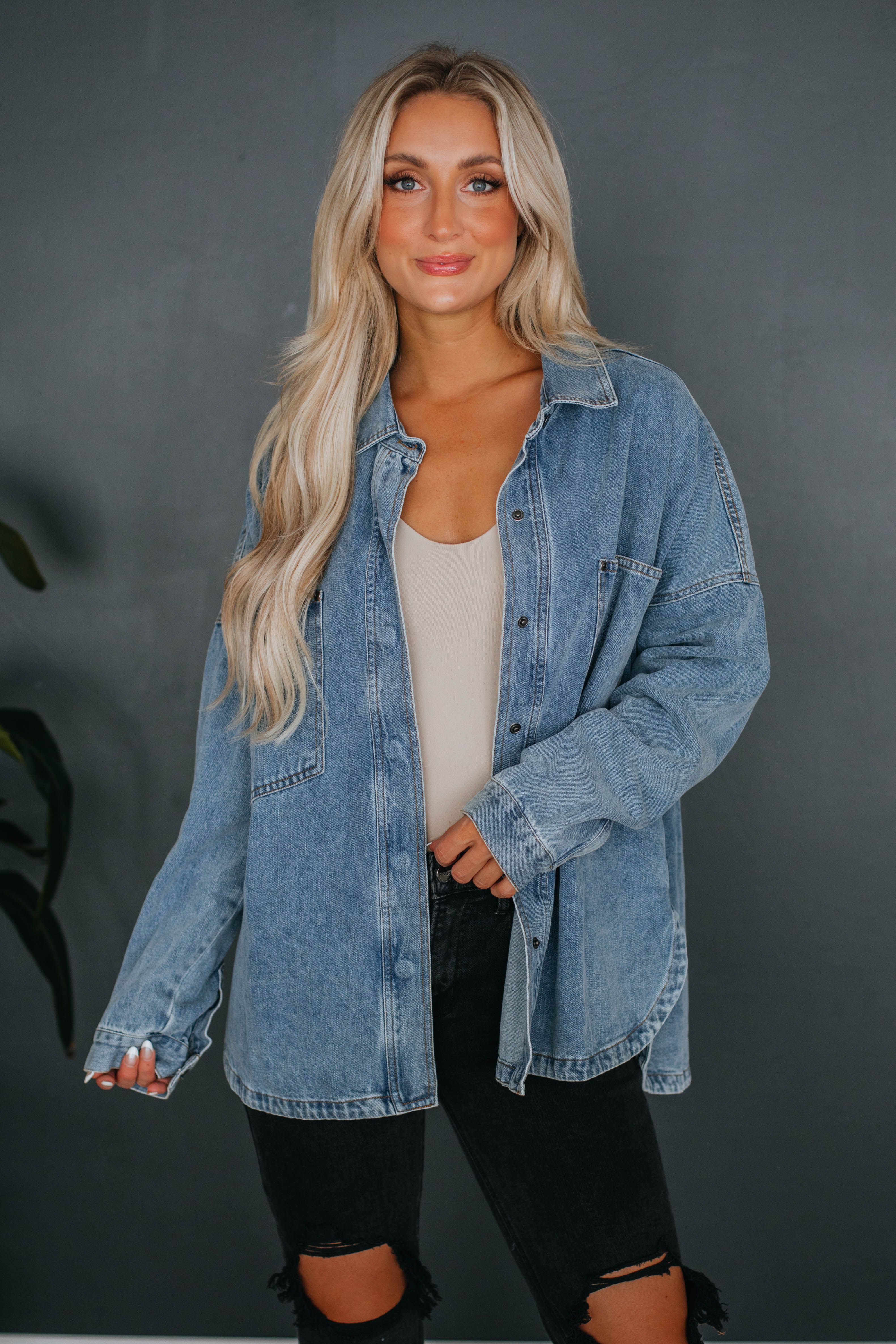 Callahan Denim Shacket sold by Wild Oak Boutique product image thumbnail 3