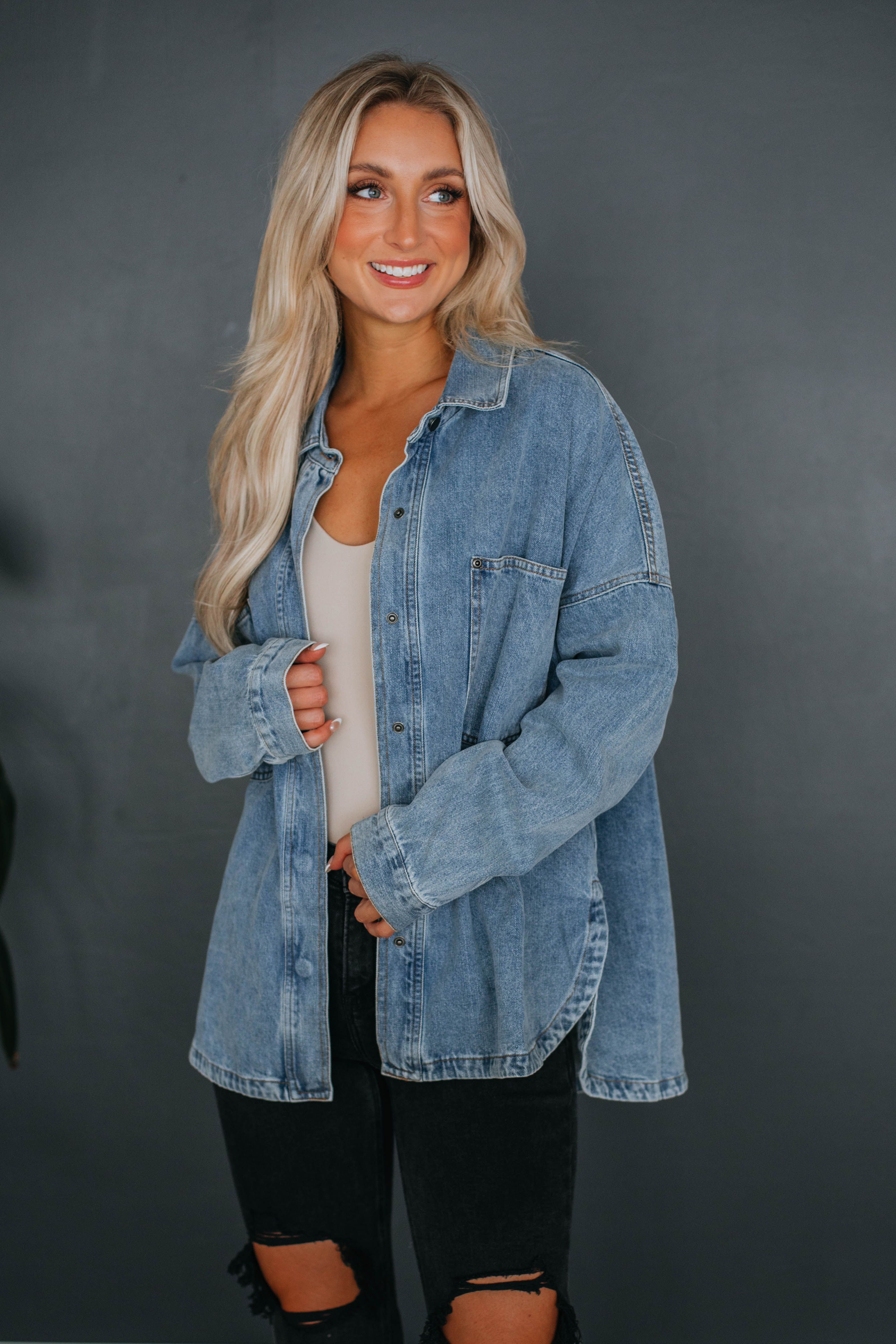 Callahan Denim Shacket sold by Wild Oak Boutique