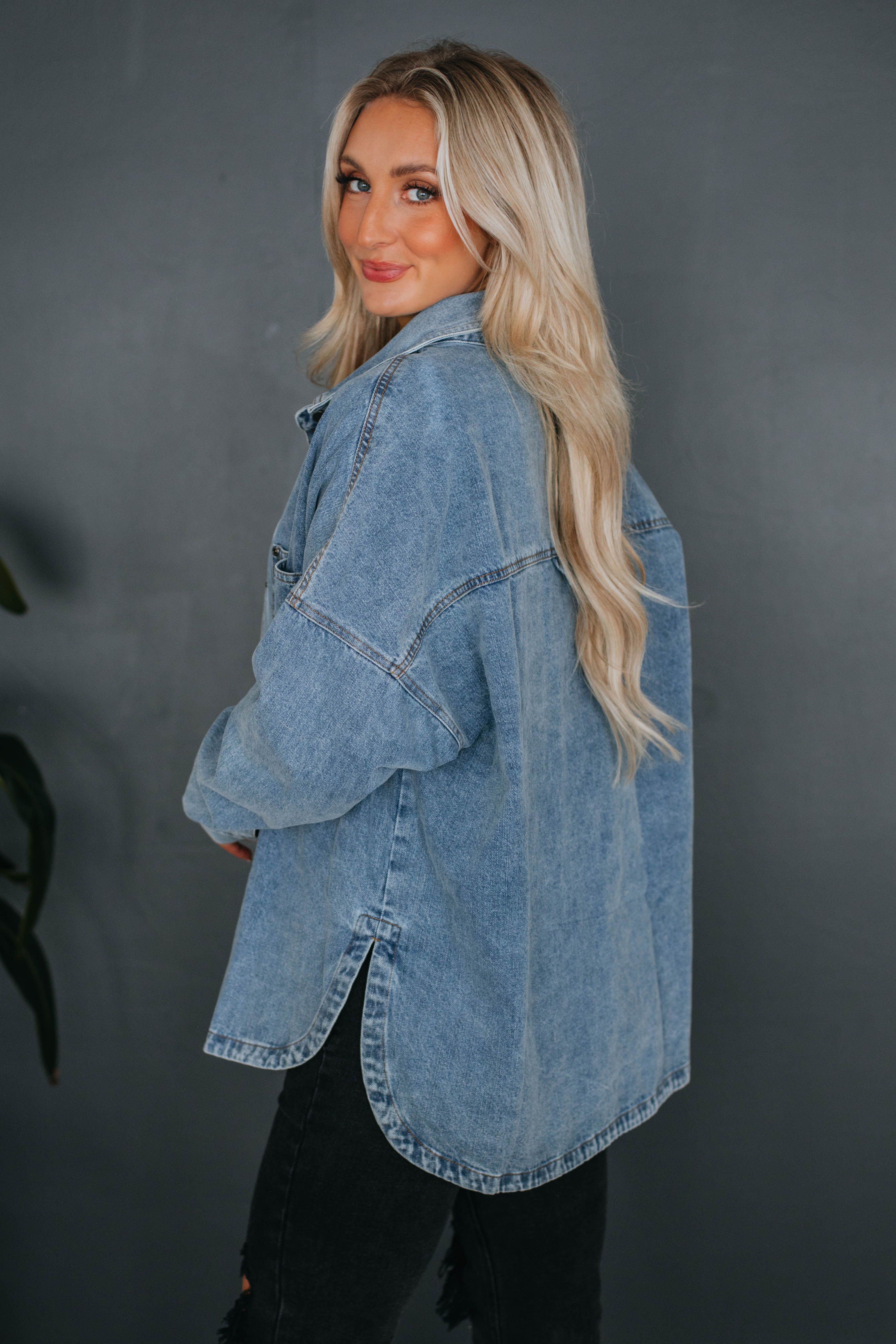 Callahan Denim Shacket sold by Wild Oak Boutique product image thumbnail 4