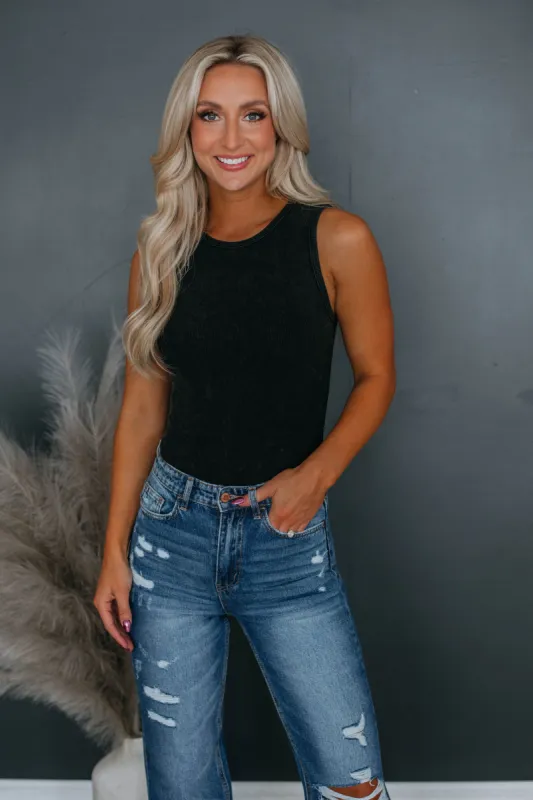 April Ribbed Bodysuit - Vintage Black sold by Wild Oak Boutique