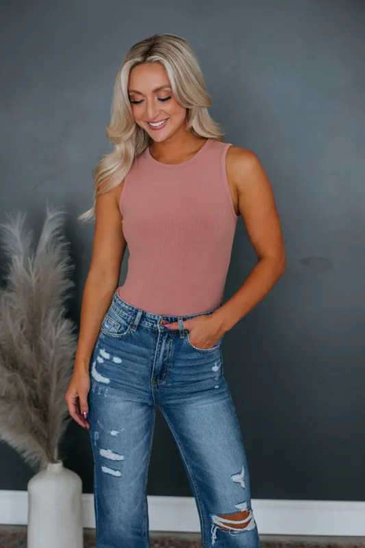 April Ribbed Bodysuit - Clay sold by Wild Oak Boutique