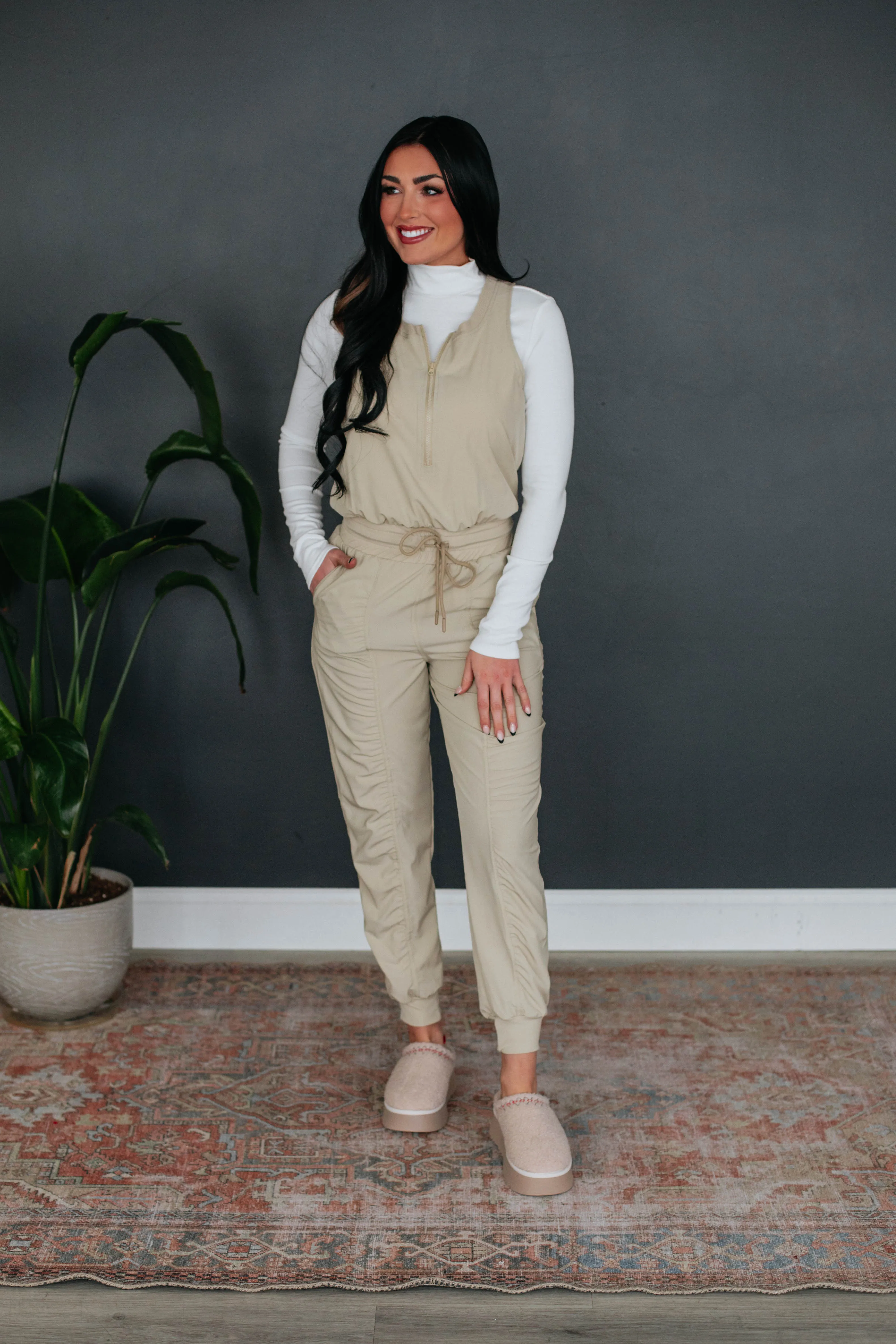 Karalina Active Jumpsuit - Natural sold by Wild Oak Boutique