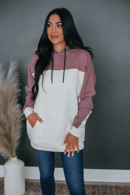 Garner Colorblock Hoodie - Mulberry sold by Wild Oak Boutique