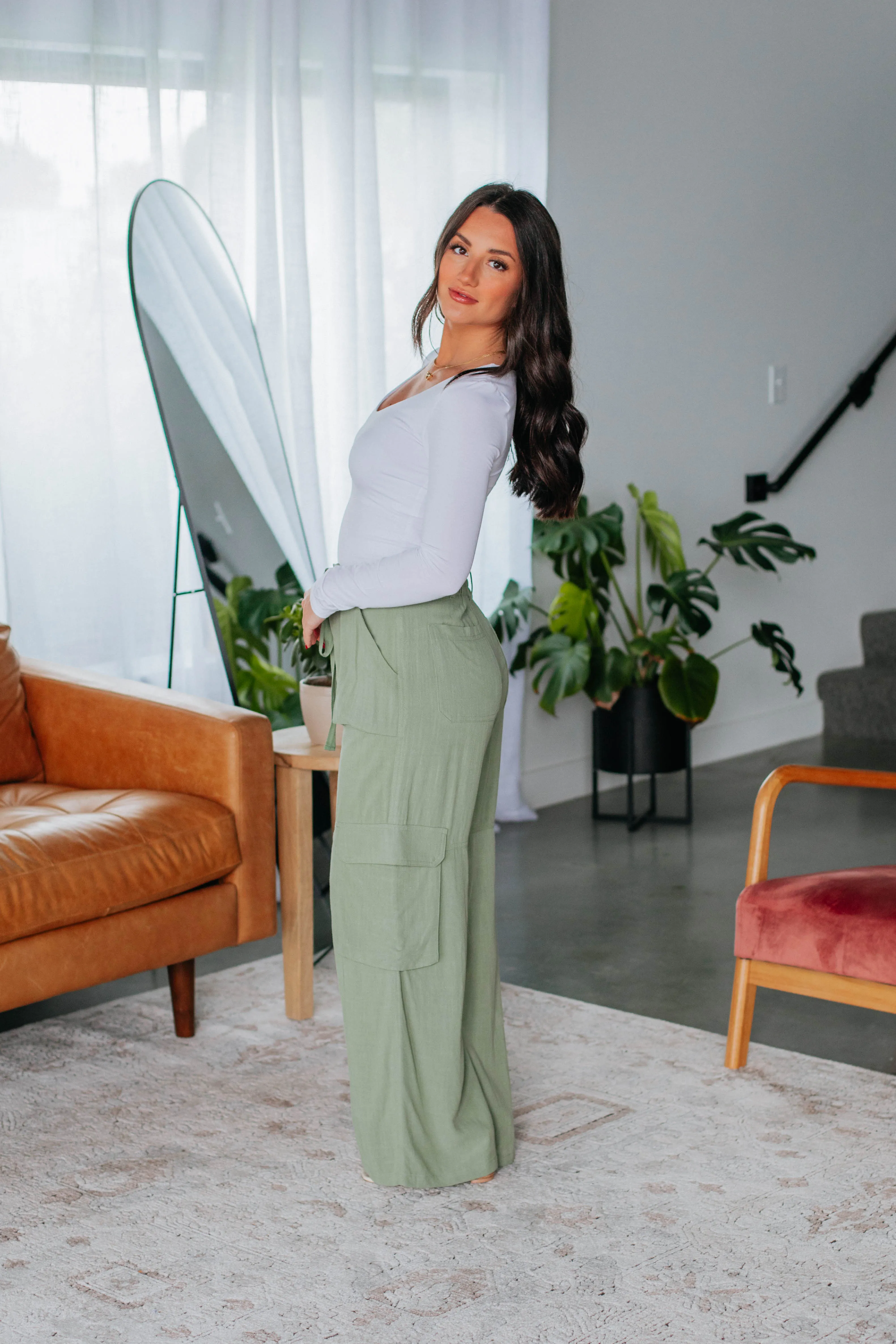 Harlowe Cargo Pants - Olive sold by Wild Oak Boutique product image thumbnail 5