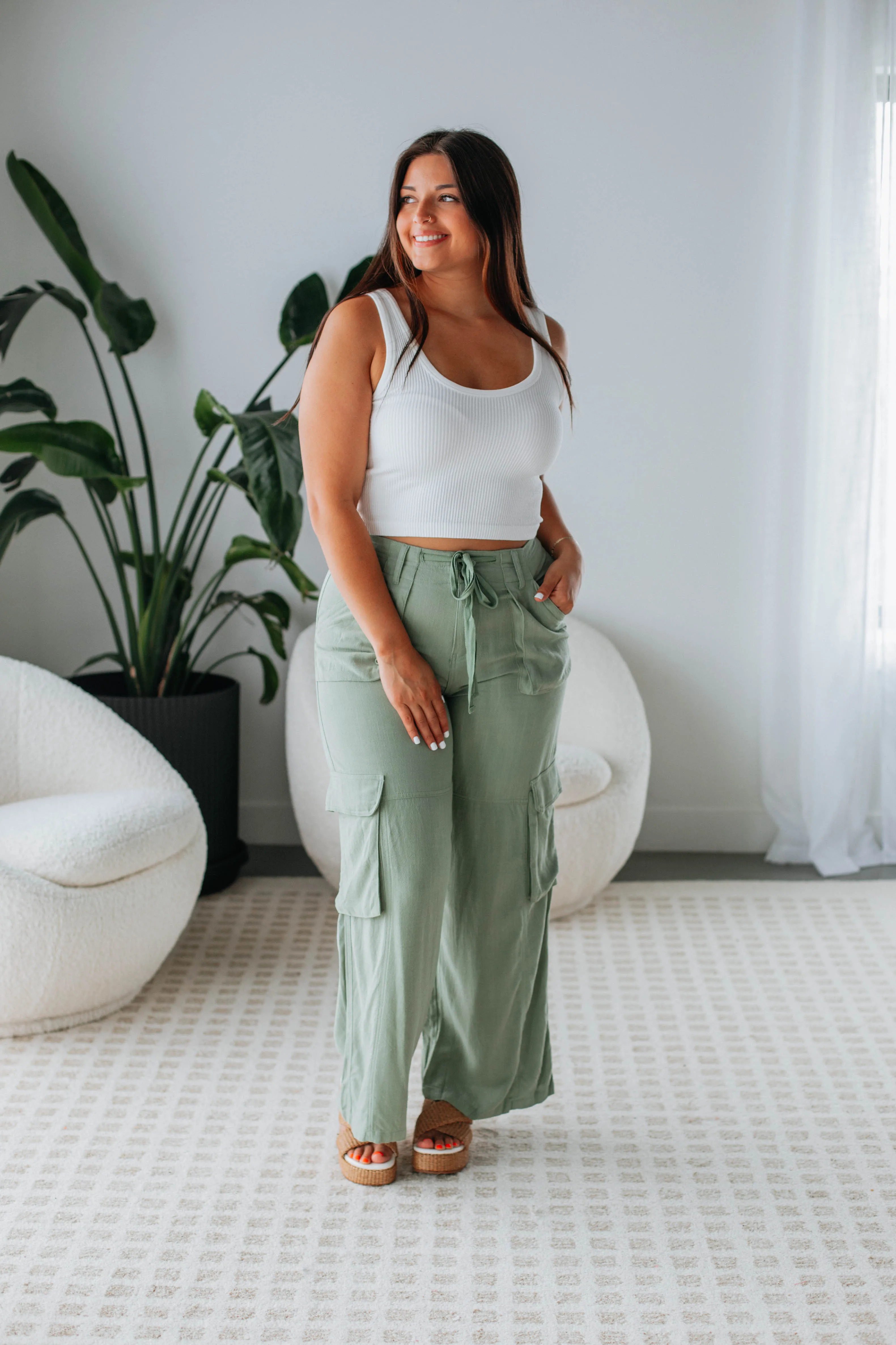 Harlowe Cargo Pants - Olive sold by Wild Oak Boutique product image thumbnail 3