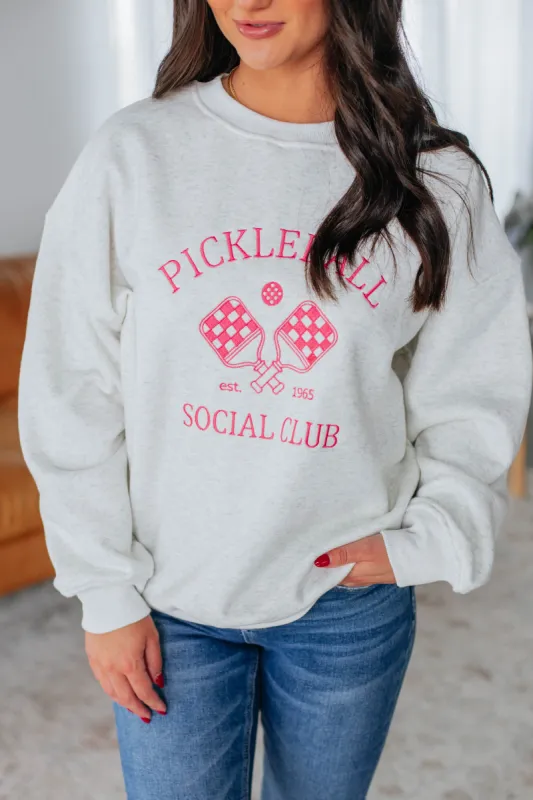 Pickleball Social Club Sweatshirt - Heather Grey sold by Wild Oak Boutique