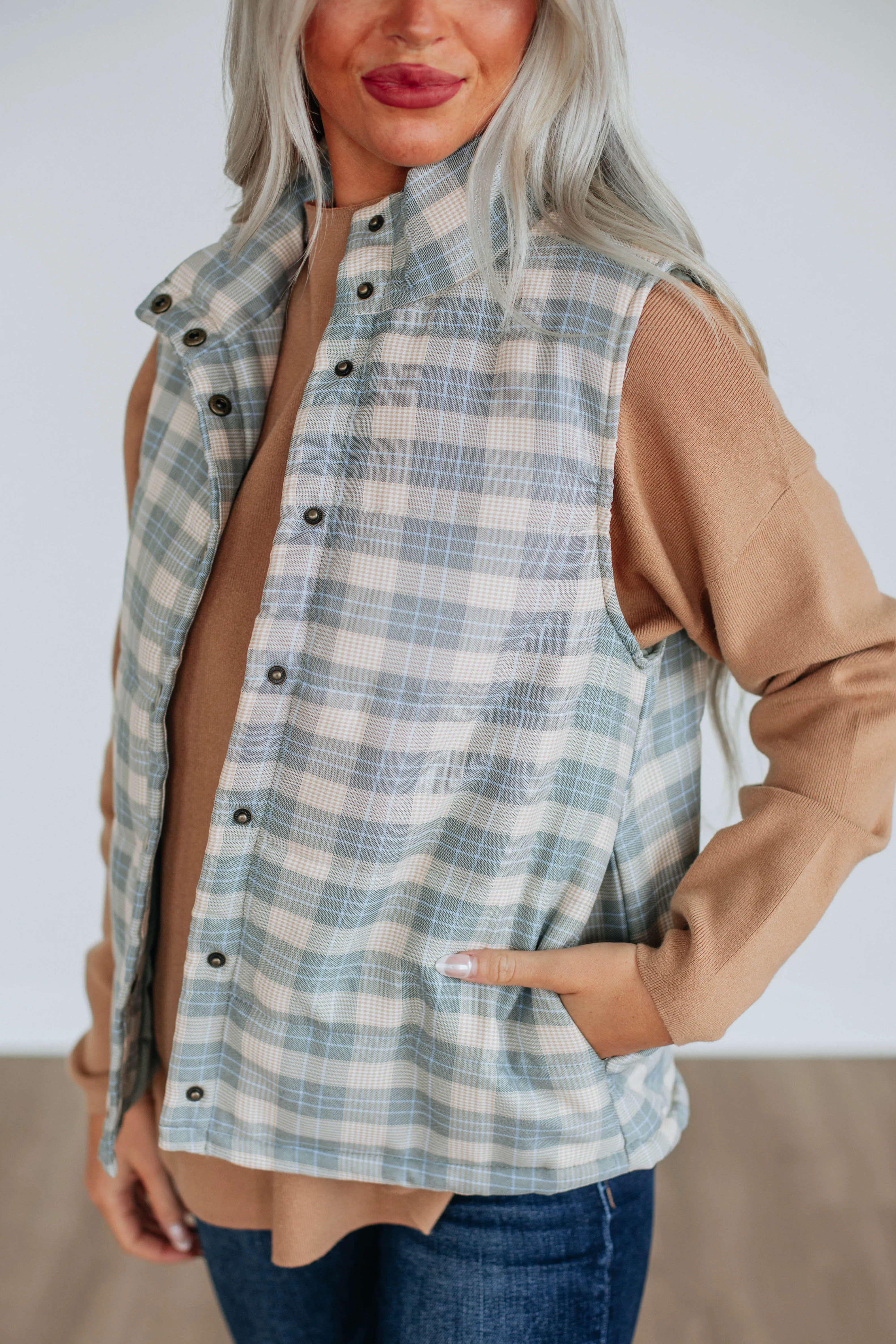 Clara Puffer Vest - Sage Mix sold by Wild Oak Boutique product image thumbnail 2