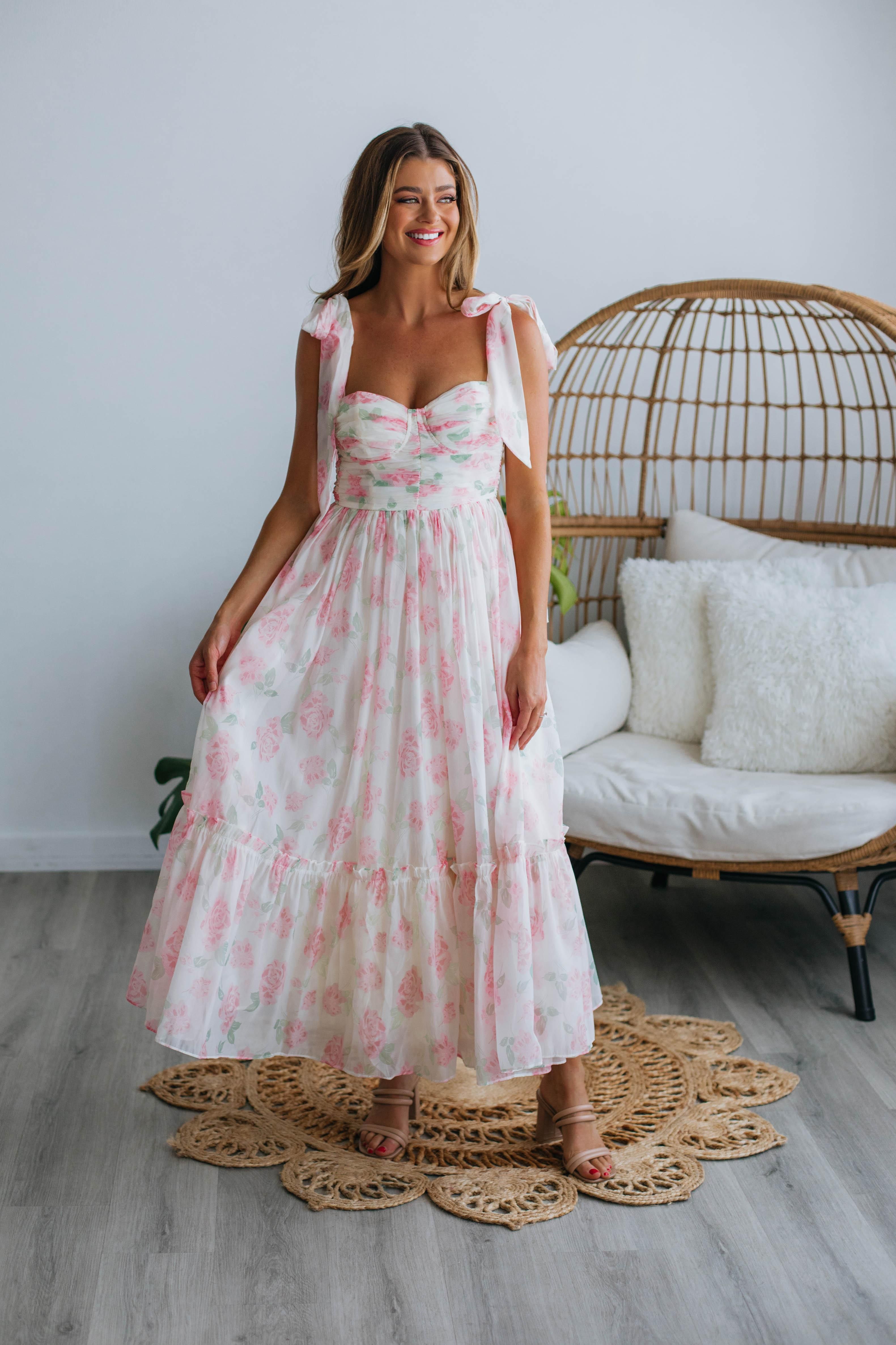 Rosalyn Floral Dress - Pink Mix sold by Wild Oak Boutique