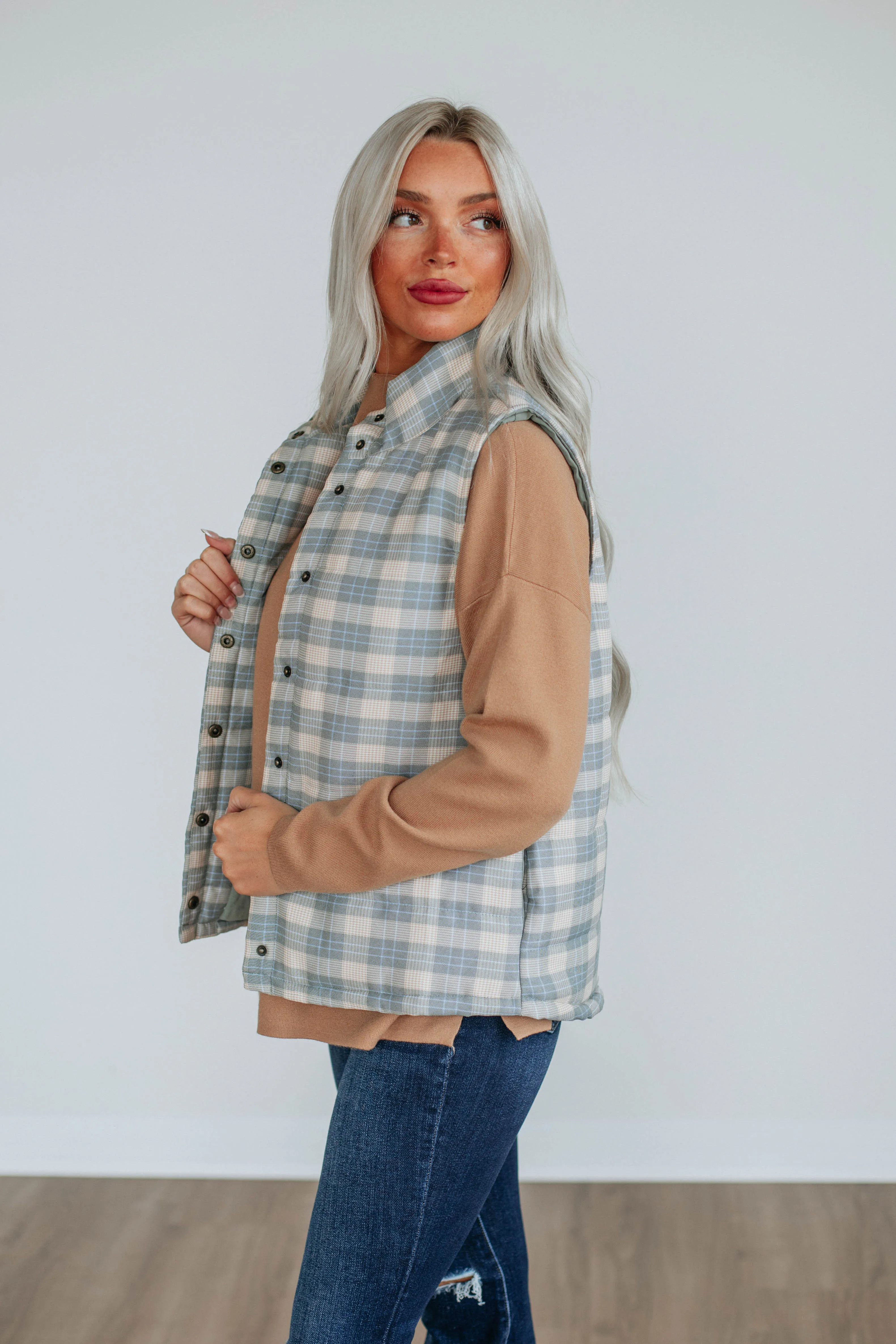 Clara Puffer Vest - Sage Mix sold by Wild Oak Boutique product image thumbnail 4
