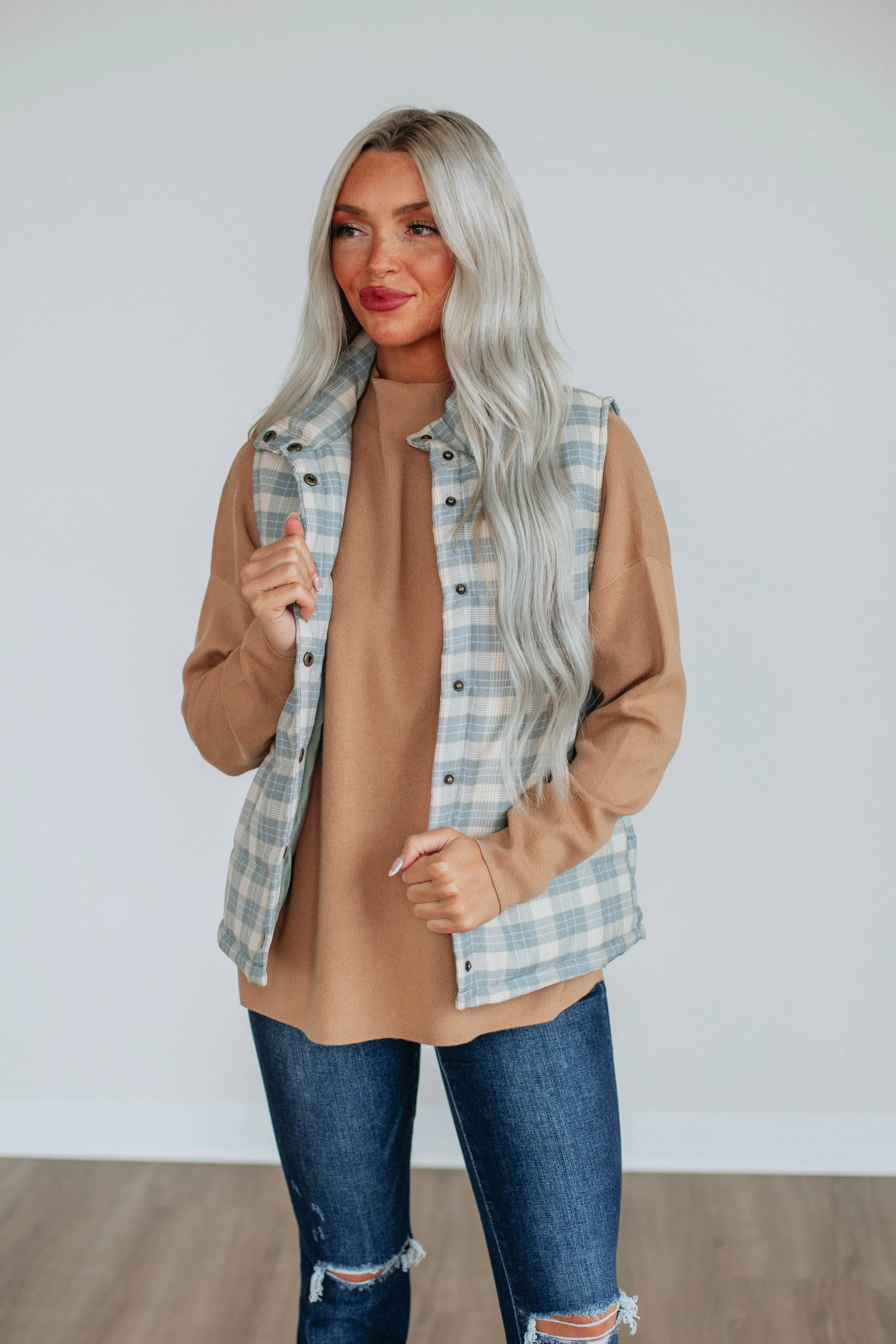 Clara Puffer Vest - Sage Mix sold by Wild Oak Boutique product image thumbnail 5