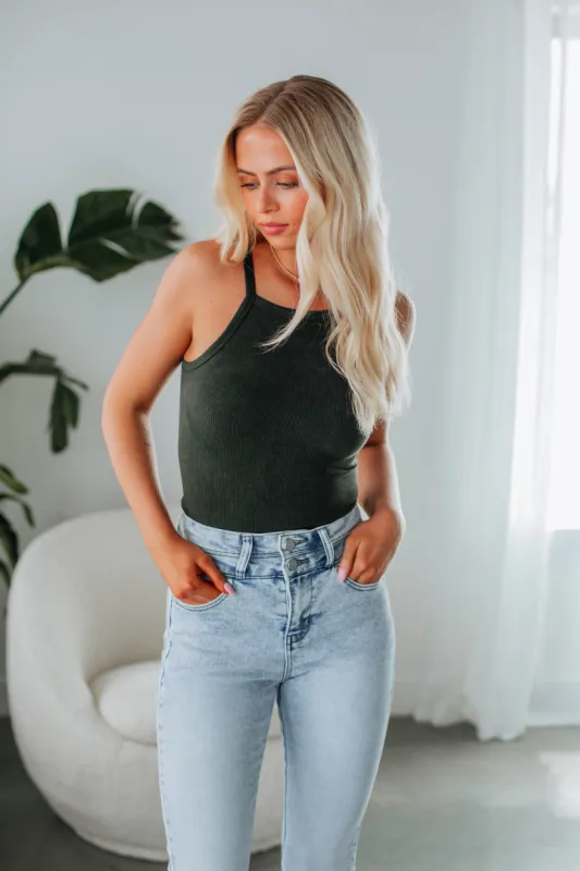 Rennah Ribbed Tank - Forest sold by Wild Oak Boutique