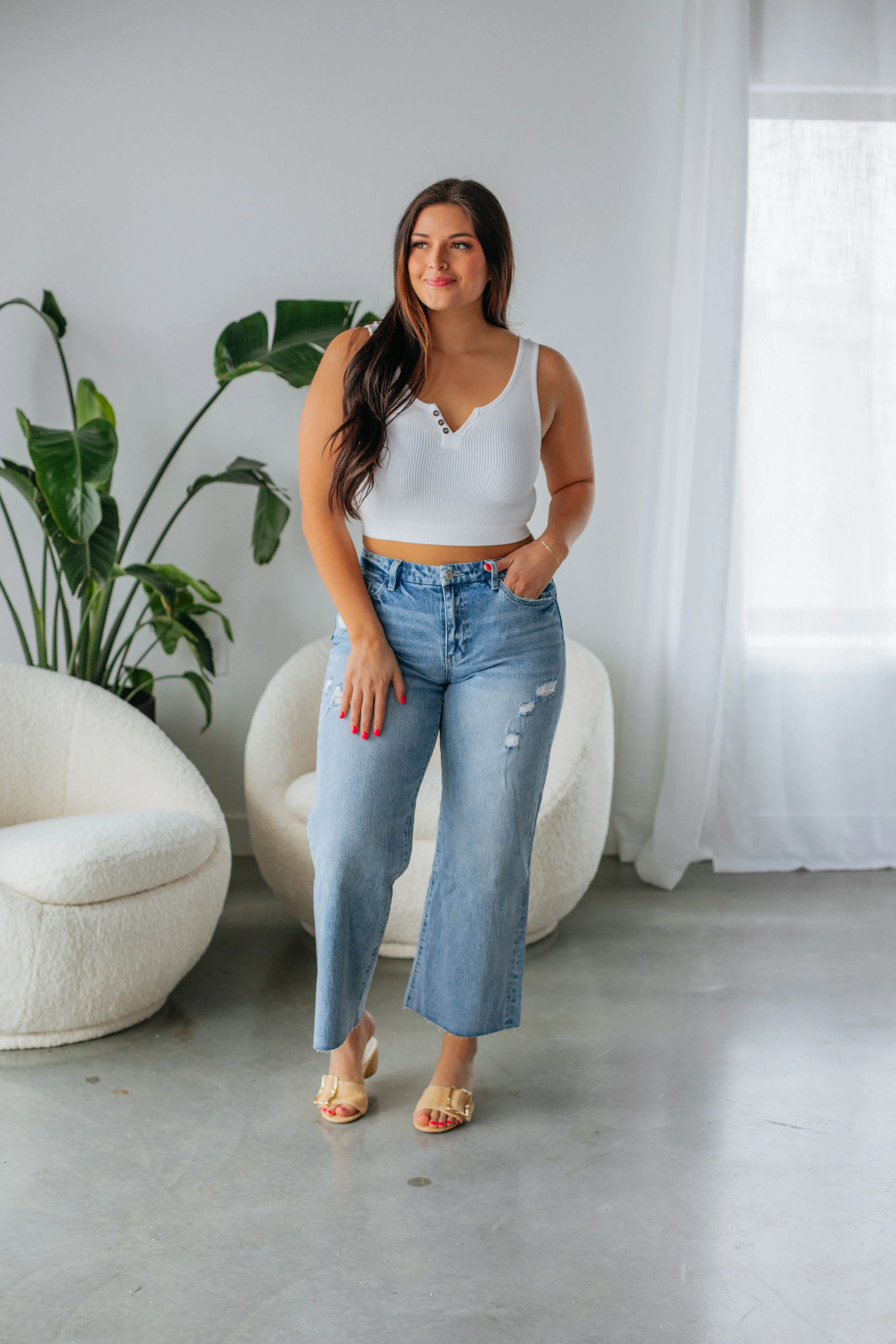 Aylin Ribbed Tank - Ivory sold by Wild Oak Boutique product image thumbnail 5