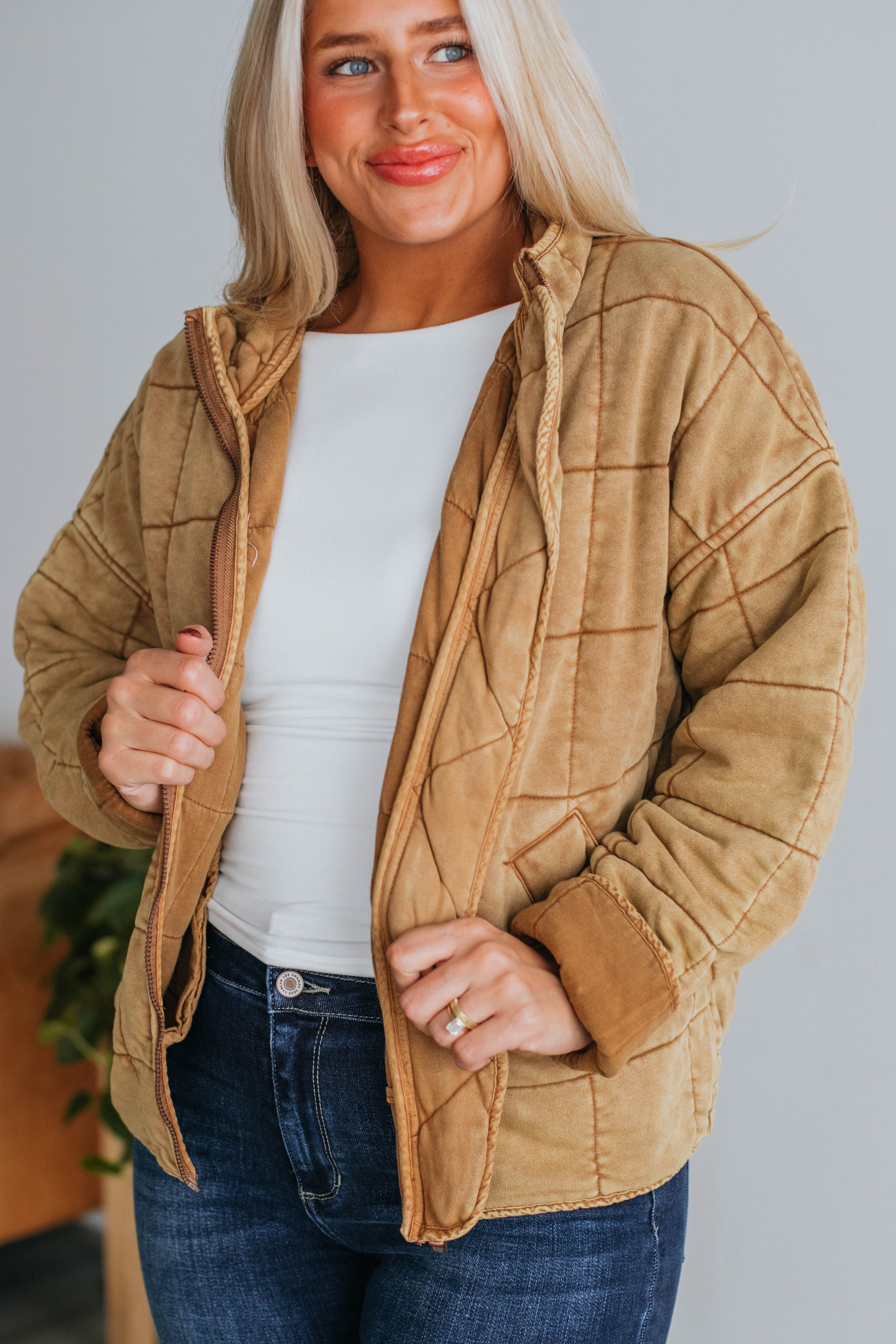 Zaiden Quilted Jacket - Camel sold by Wild Oak Boutique product image thumbnail 2