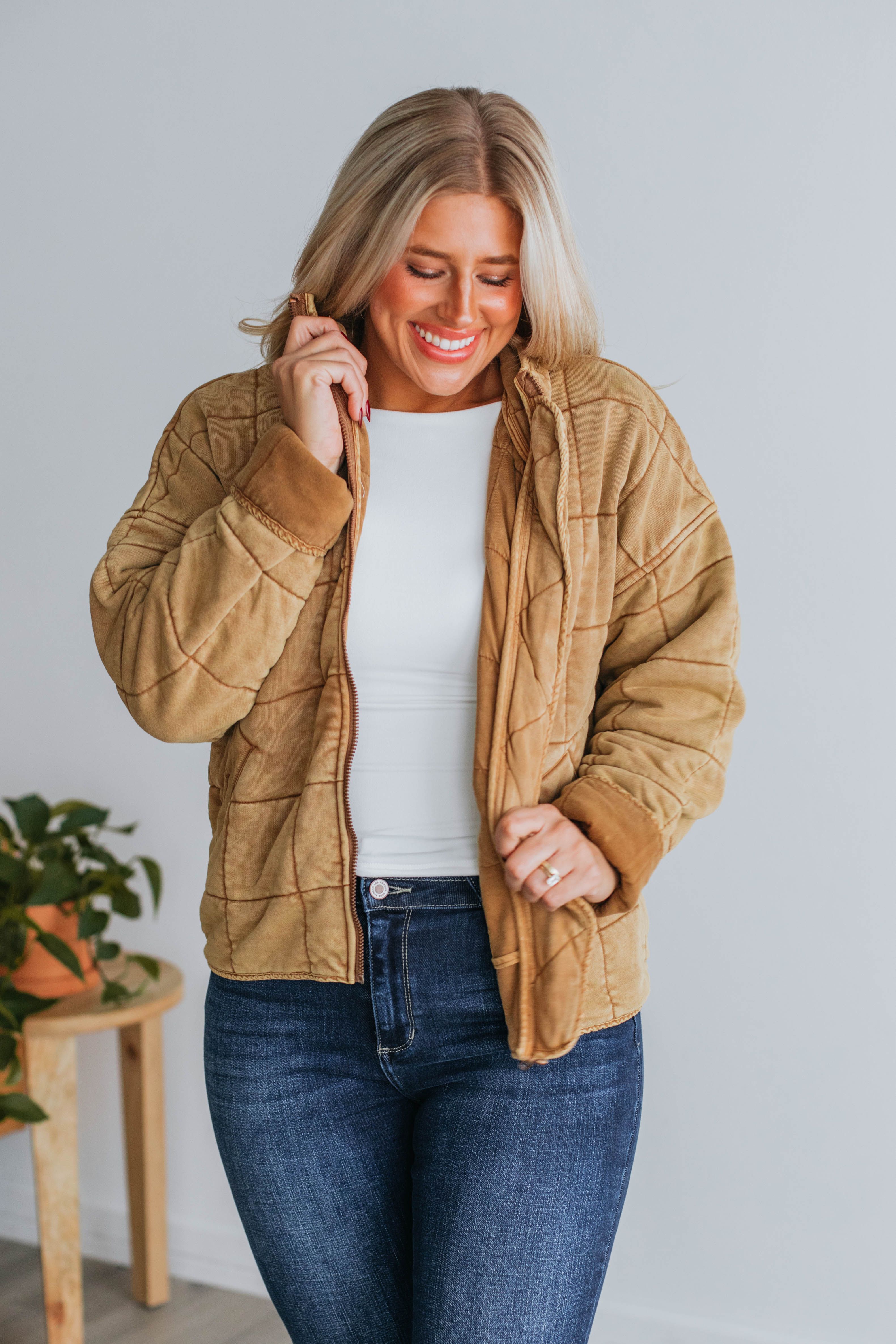 Zaiden Quilted Jacket - Camel sold by Wild Oak Boutique product image thumbnail 5