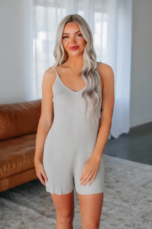 Lennox Knit Romper - Stone sold by Wild Oak Boutique