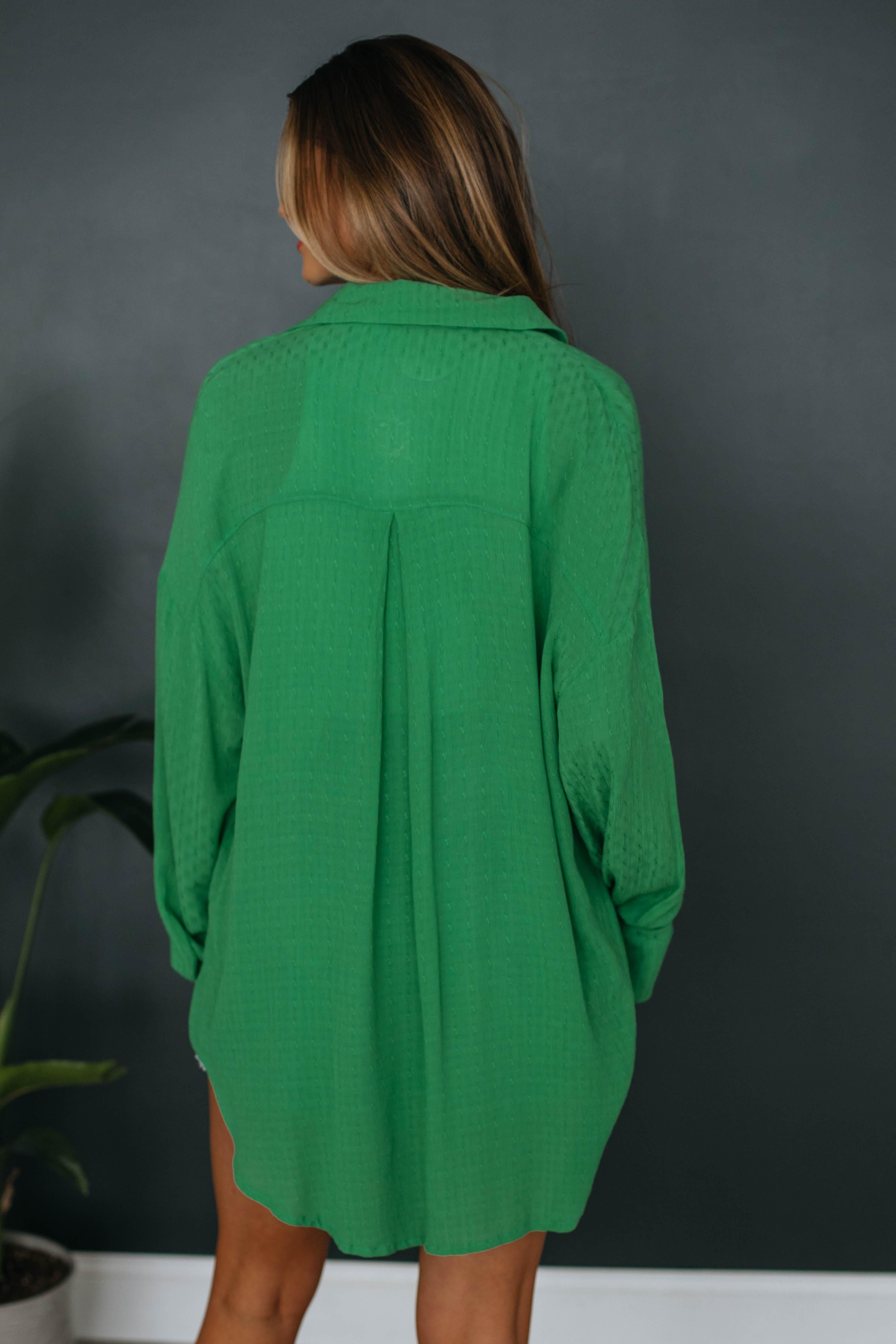 Gail Button Down - Kelly Green sold by Wild Oak Boutique product image thumbnail 4