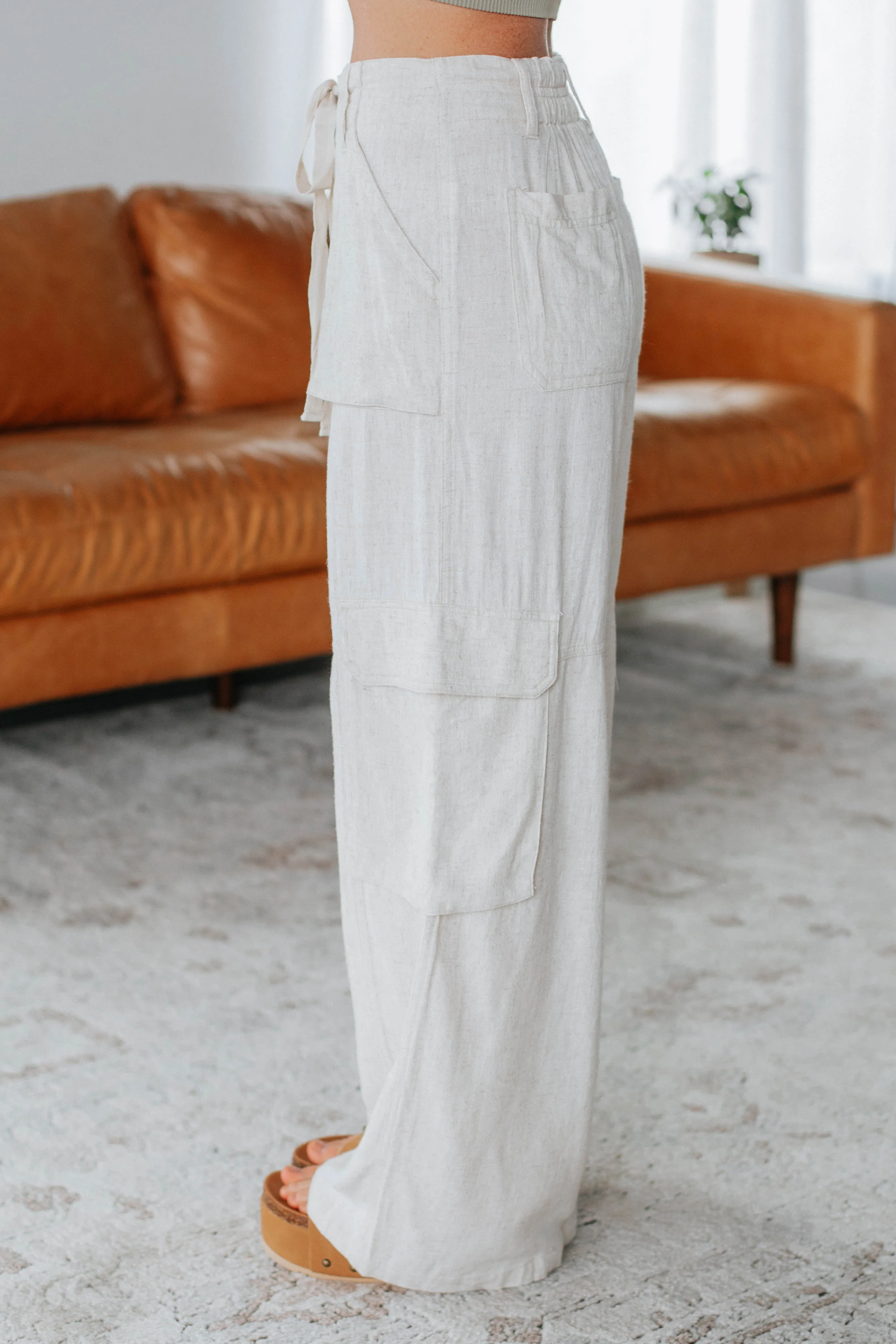 Harlowe Cargo Pants - Natural sold by Wild Oak Boutique product image thumbnail 4