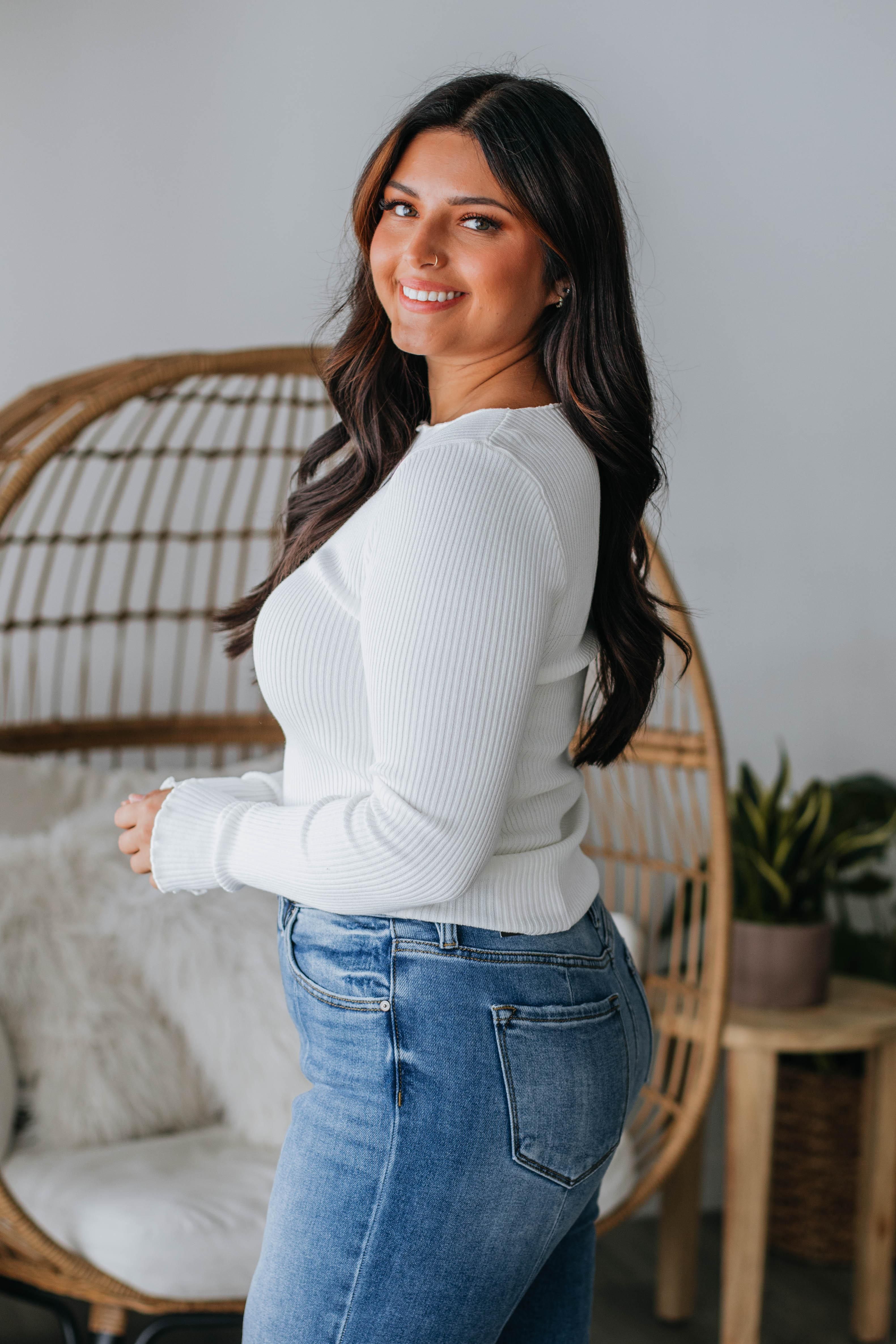 Vicki Ribbed Top - Ivory sold by Wild Oak Boutique product image thumbnail 4