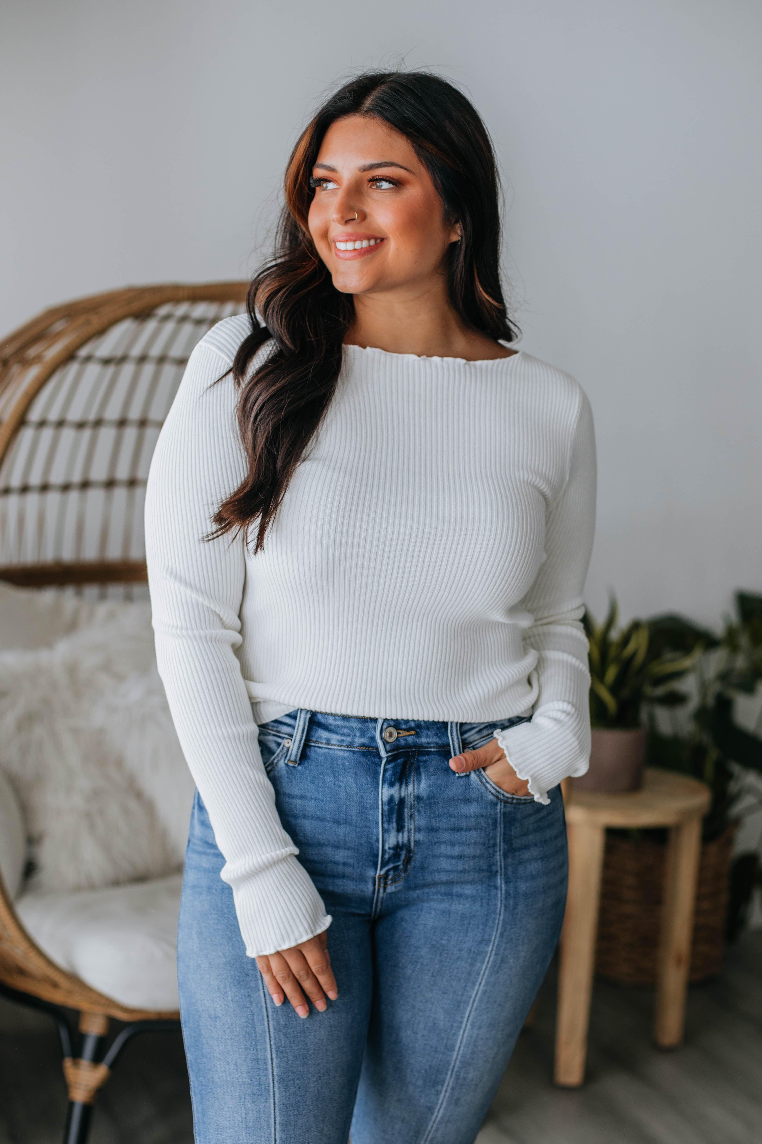 Vicki Ribbed Top - Ivory sold by Wild Oak Boutique product image thumbnail 3