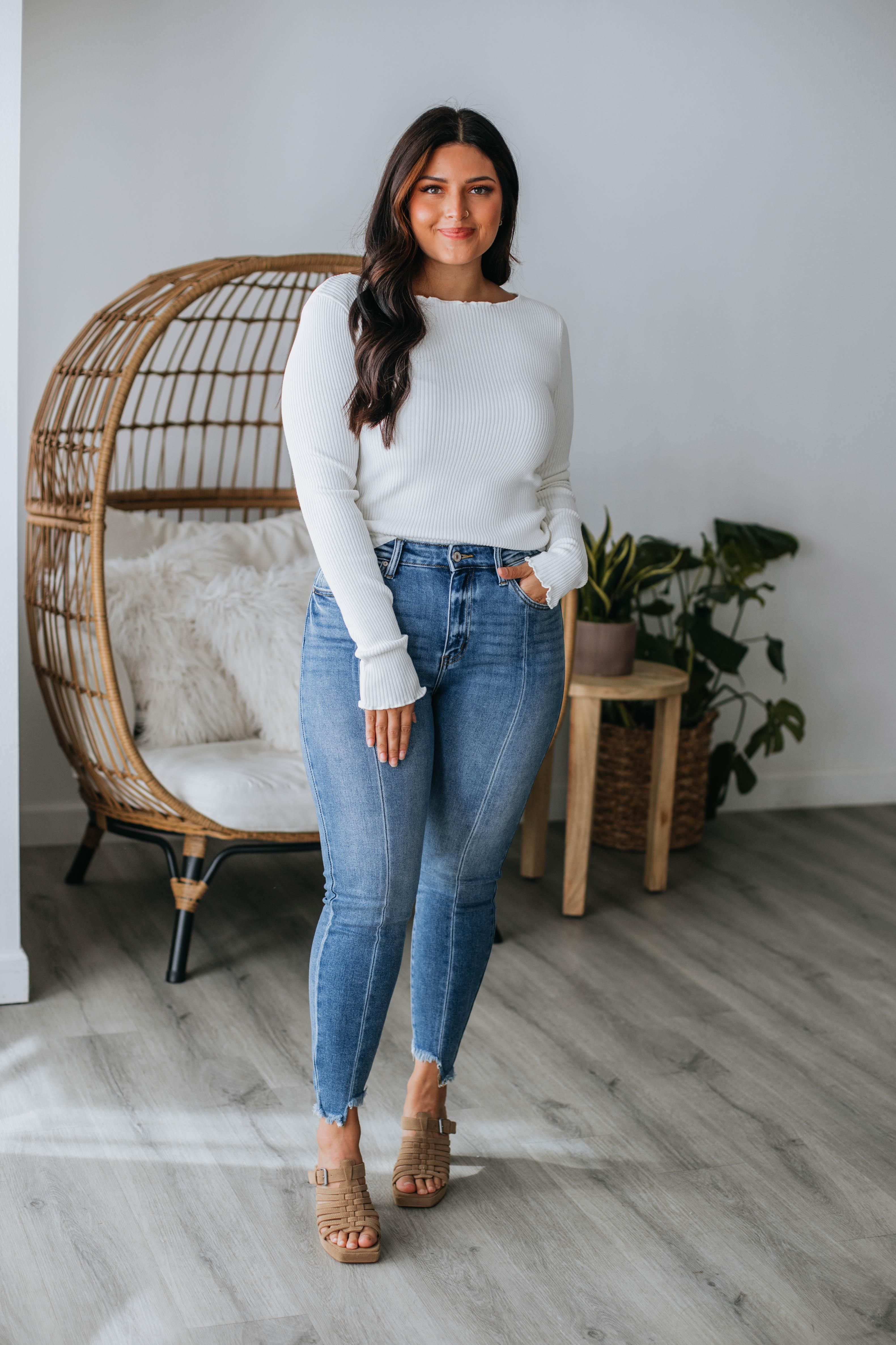 Vicki Ribbed Top - Ivory sold by Wild Oak Boutique product image thumbnail 2